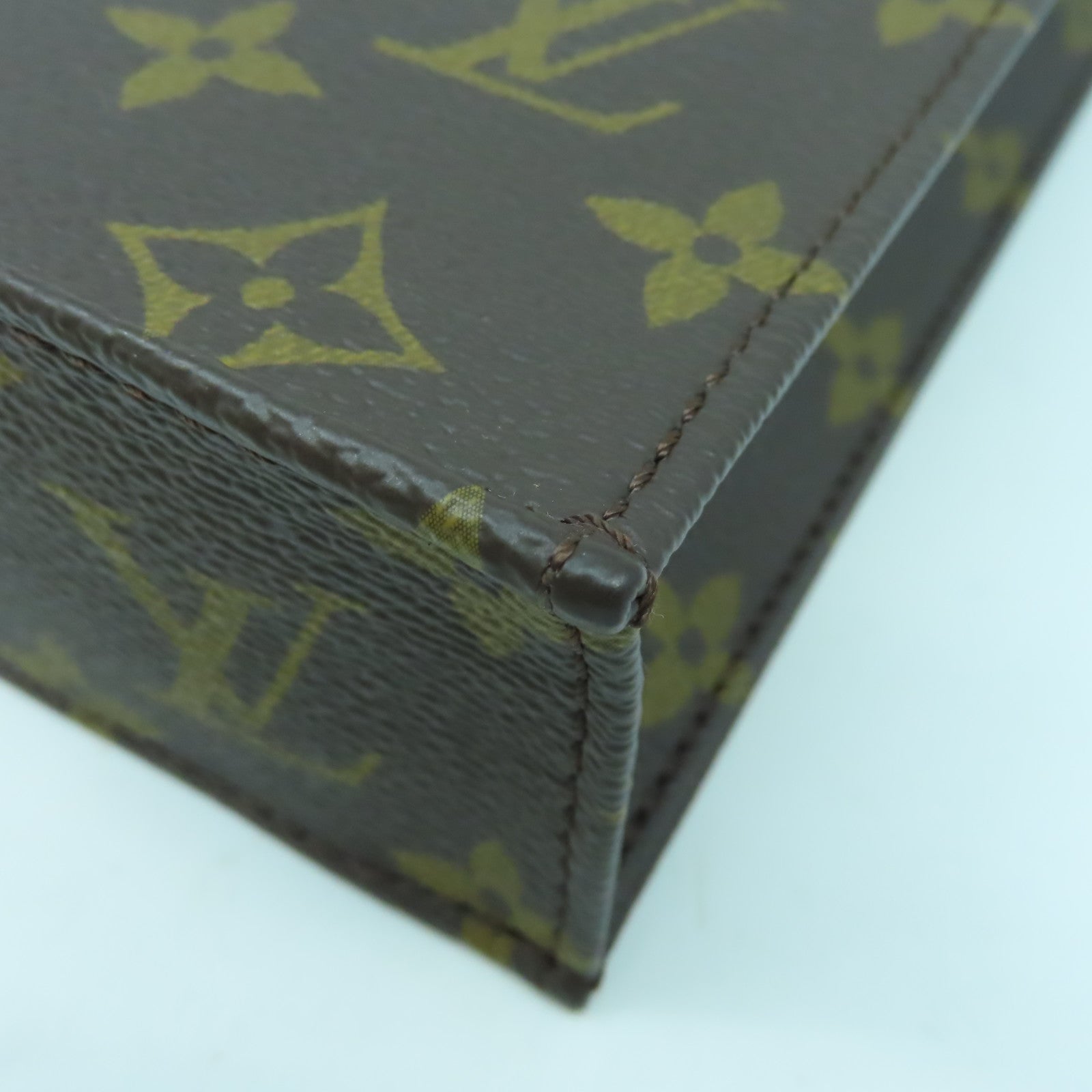 LOUIS VUITTON 【激減優惠】Monogram Petit Sac Plat金扣手挽肩背兩用袋啡色