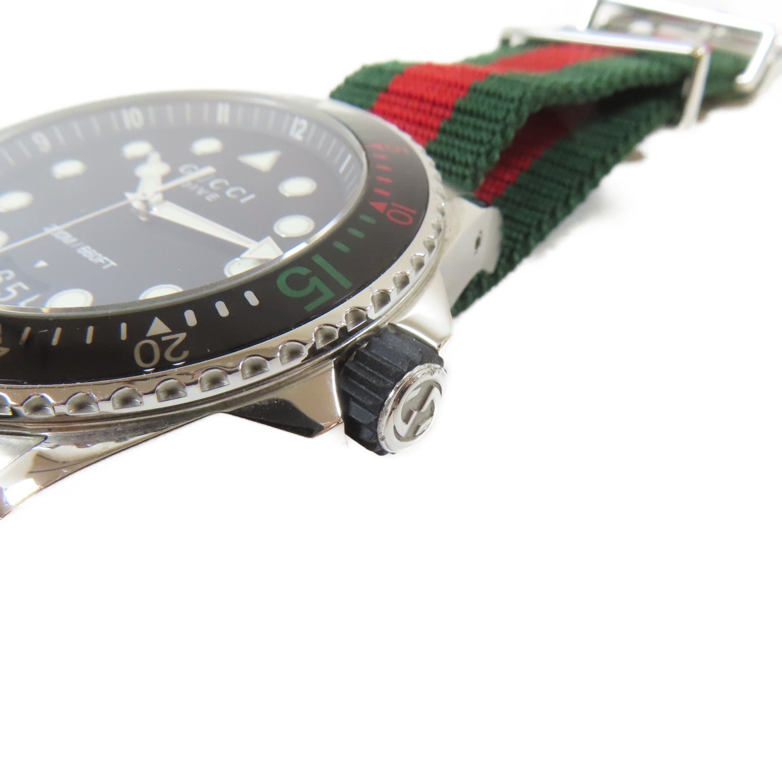 GUCCI Dive 45mm不鏽鋼/帆布帶手錶石英機芯黑色