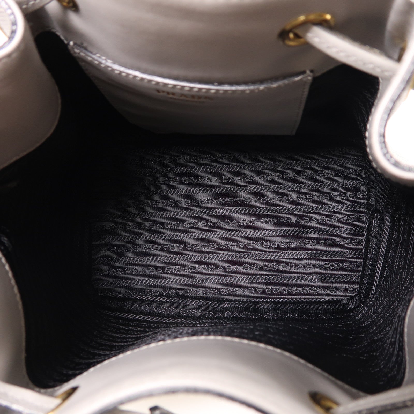 PRADA 牛皮皮革Bucket Bag金扣手挽肩背兩用袋