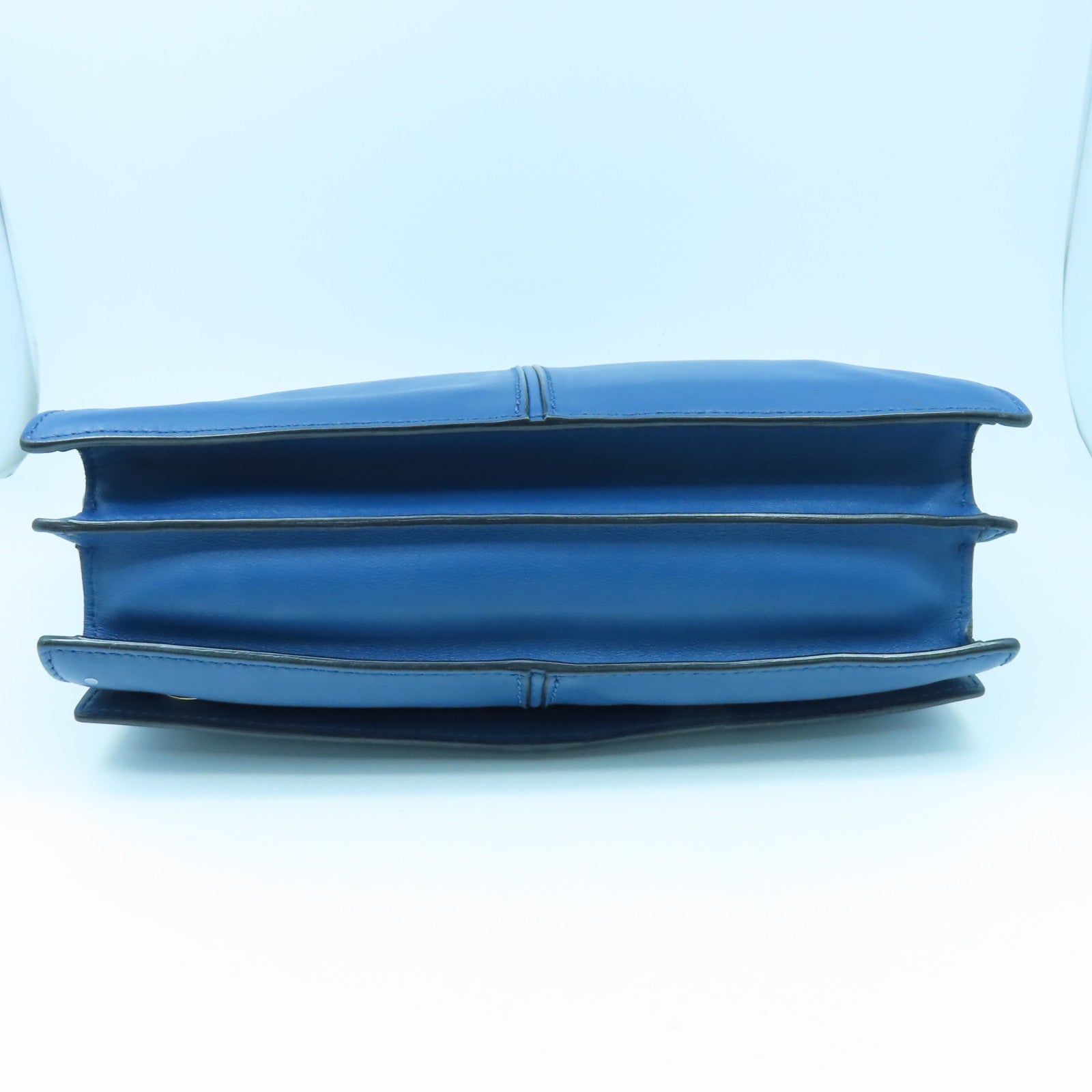 Valentino 【激減優惠】牛皮皮革Shoulder Bag銀扣肩背袋藍色