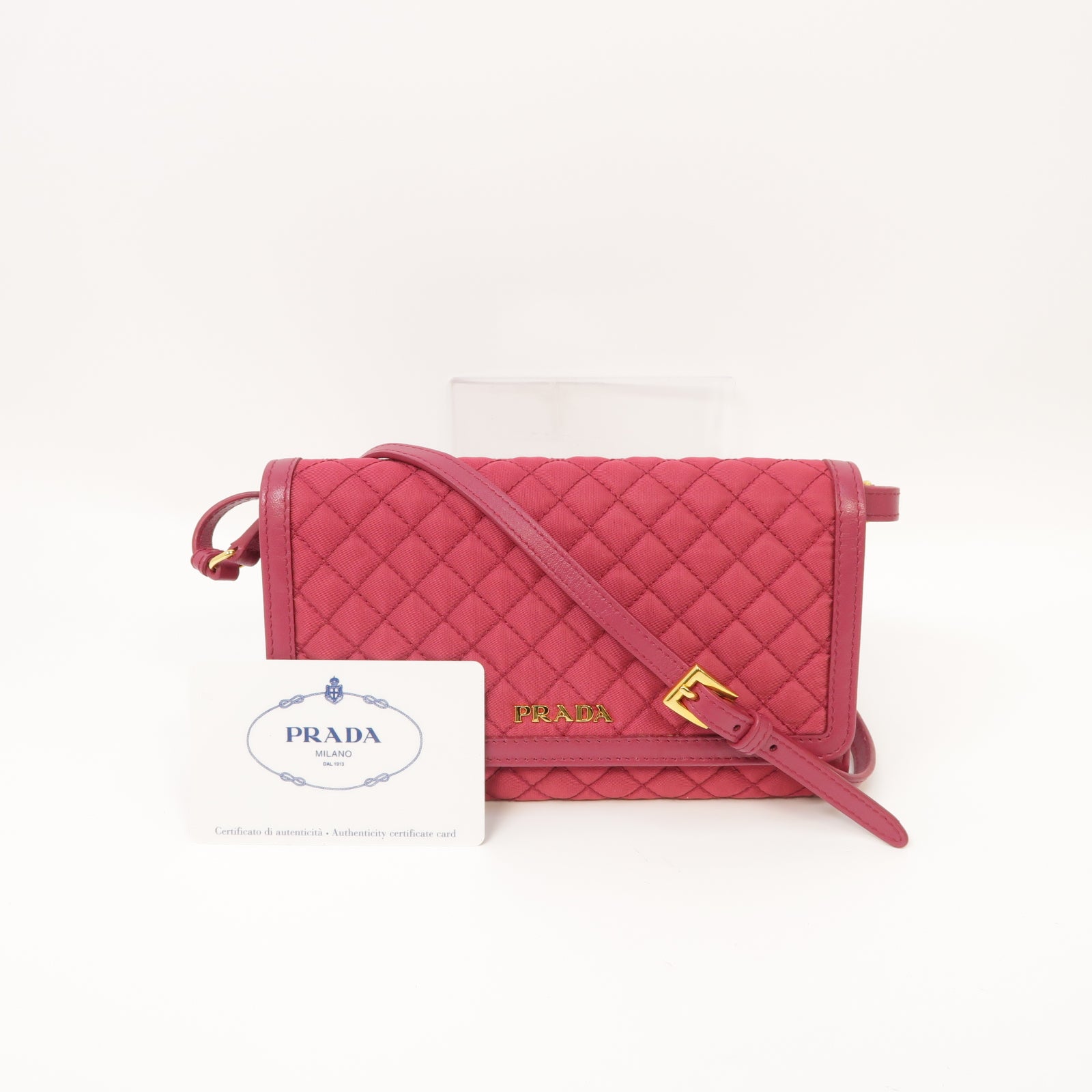 PRADA 【激減優惠】尼龍Shoulder Bag金扣肩背袋粉紅色