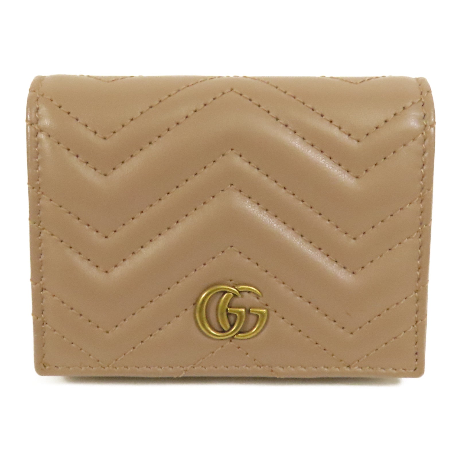 GUCCI 【激減優惠】牛皮皮革GG Marmont金扣錢包