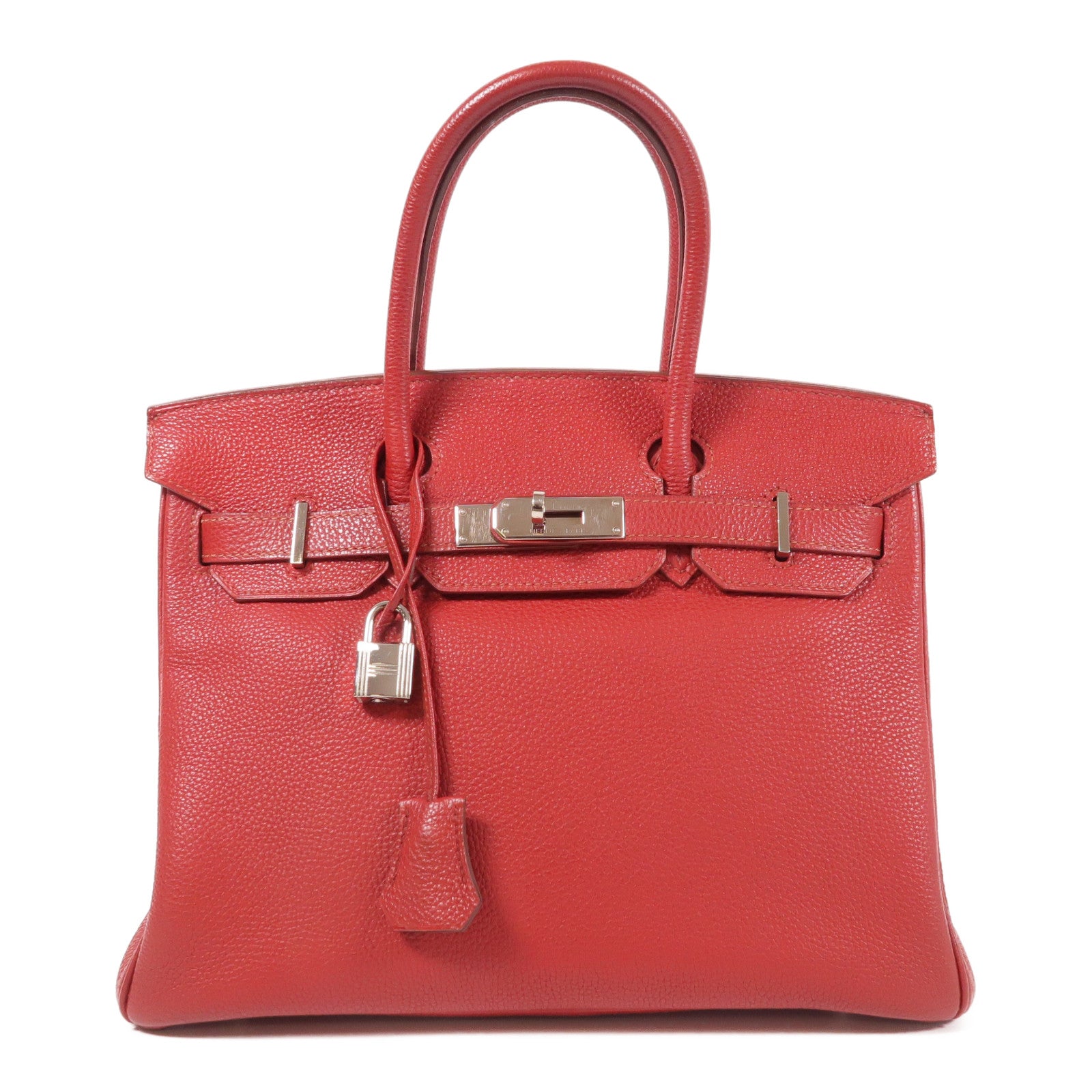 HERMES Togo皮革Birkin 30銀扣手挽袋Rouge Garance
