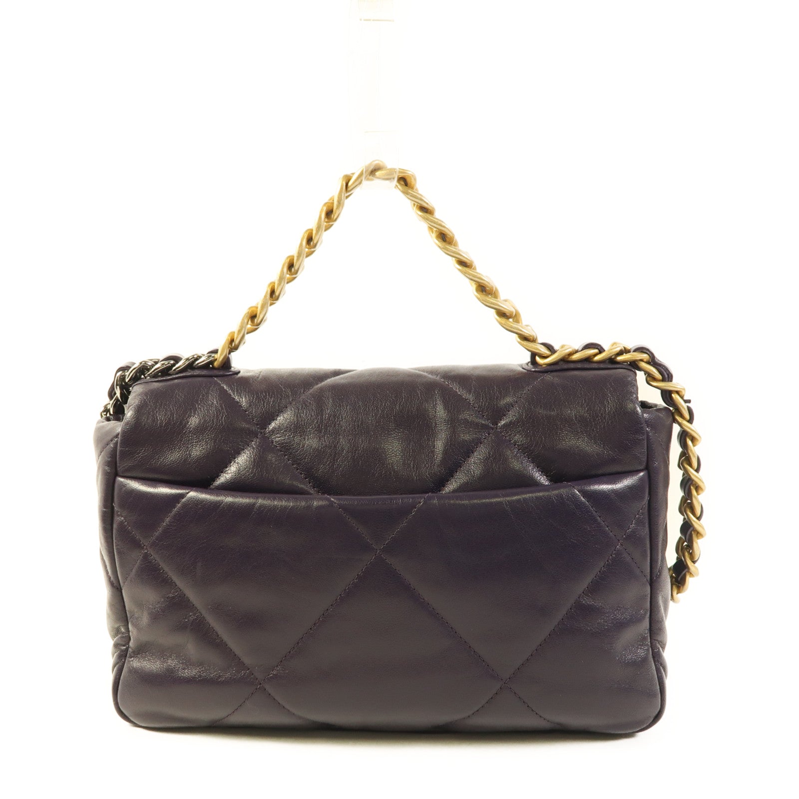 CHANEL 羊皮皮革C19 Small鏈帶手挽肩背兩用袋