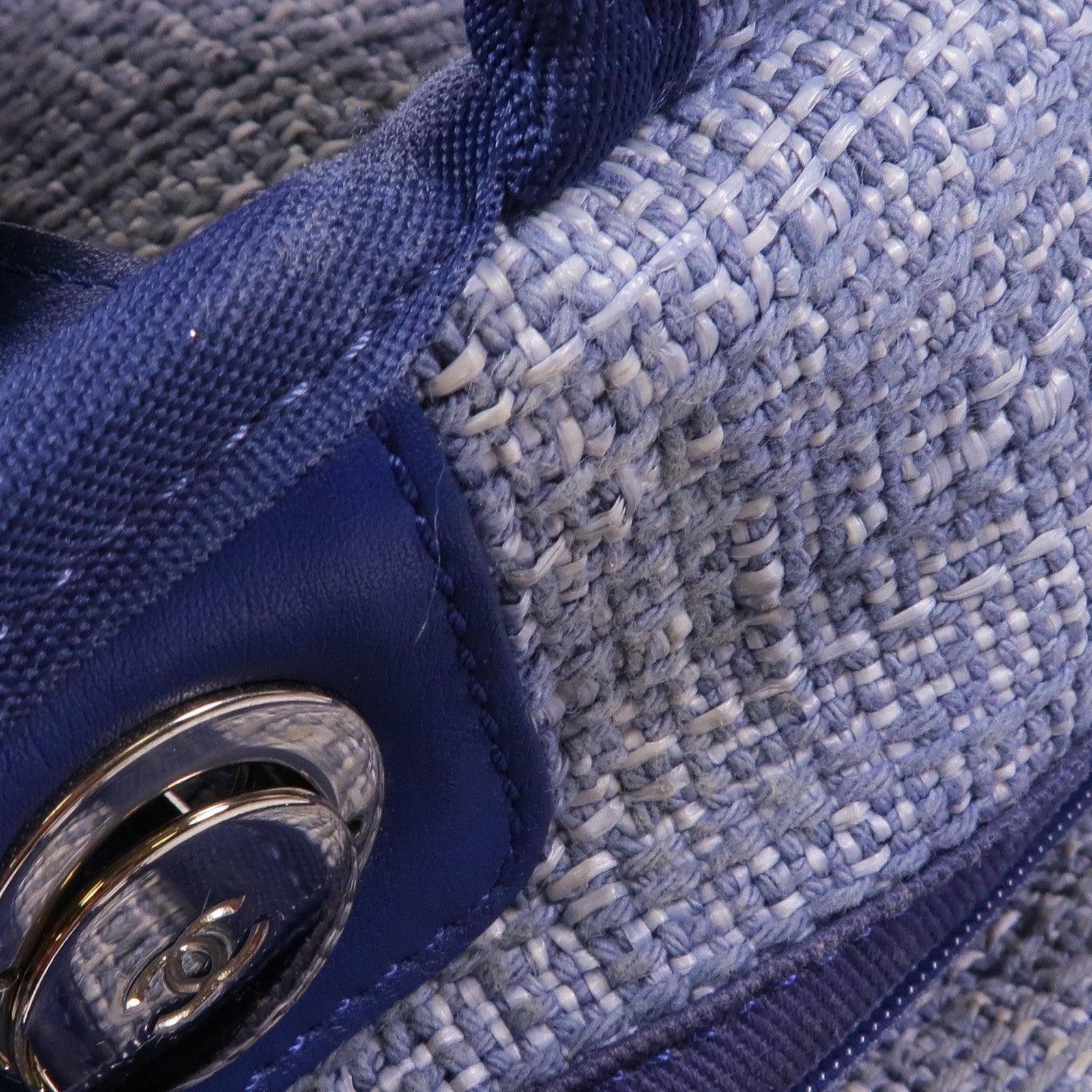 CHANEL 帆布Deauville Tote銀扣肩背袋