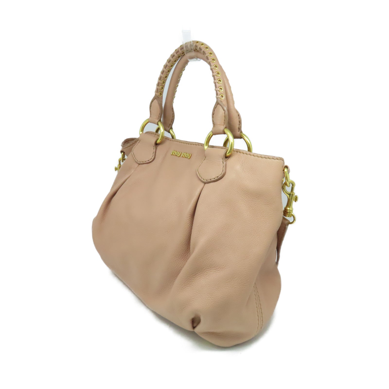 Miu Miu 【清倉大減價】牛皮皮革2 Way Shoulder Bag手挽肩背兩用袋粉紅色