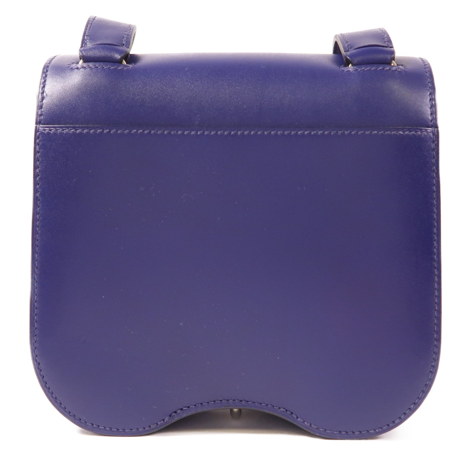 HERMES 【激減優惠】Tadelakt皮革Della Cavalleria Mini銀扣肩背袋Bleu Saphir