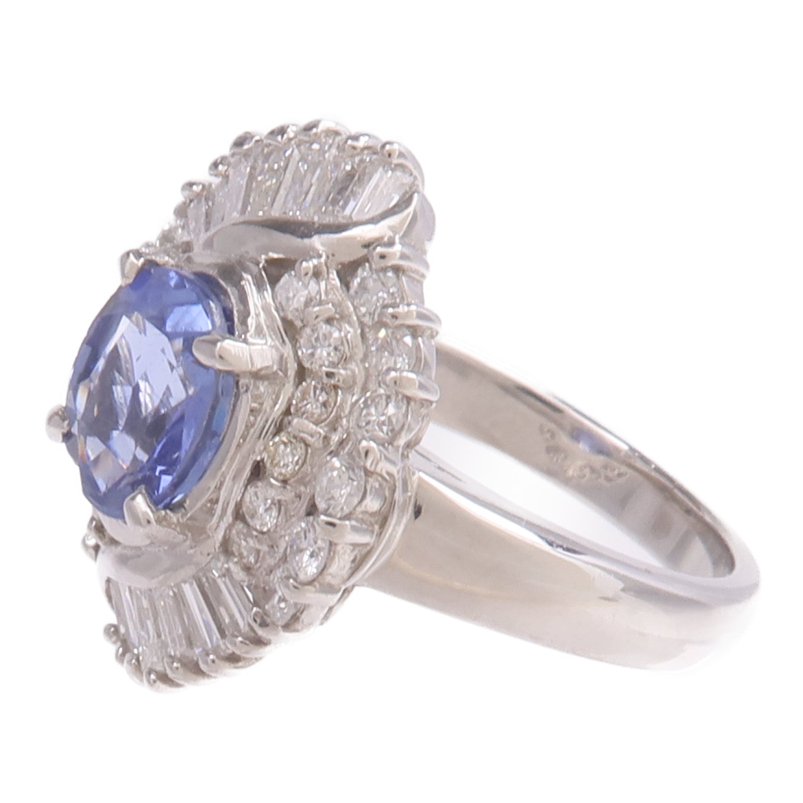 JEWELRY 【激減優惠】PT900鉑金Sapphire Diamond Ring藍寶石/鑽石戒指US#6.75
