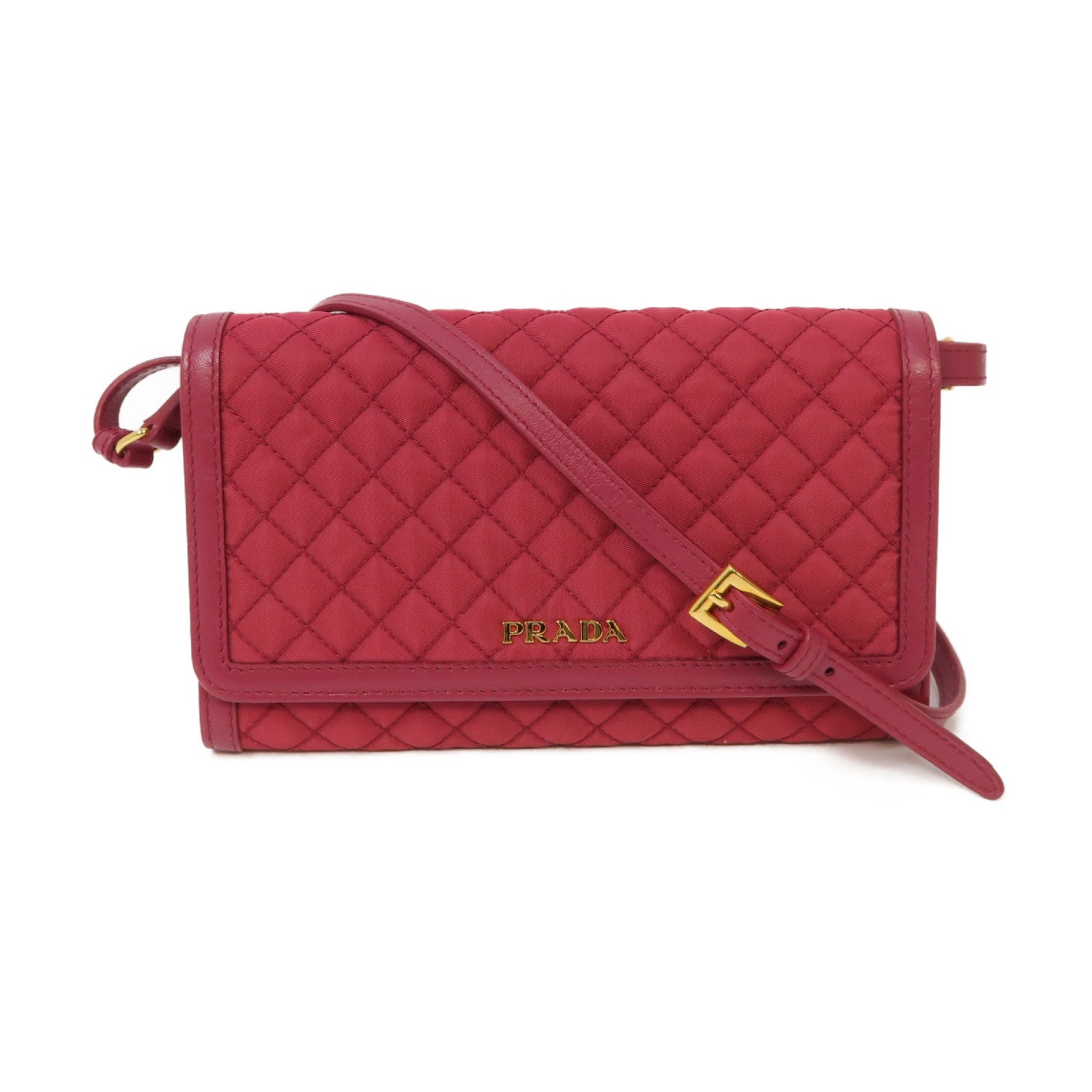 PRADA 【激減優惠】尼龍Shoulder Bag金扣肩背袋粉紅色