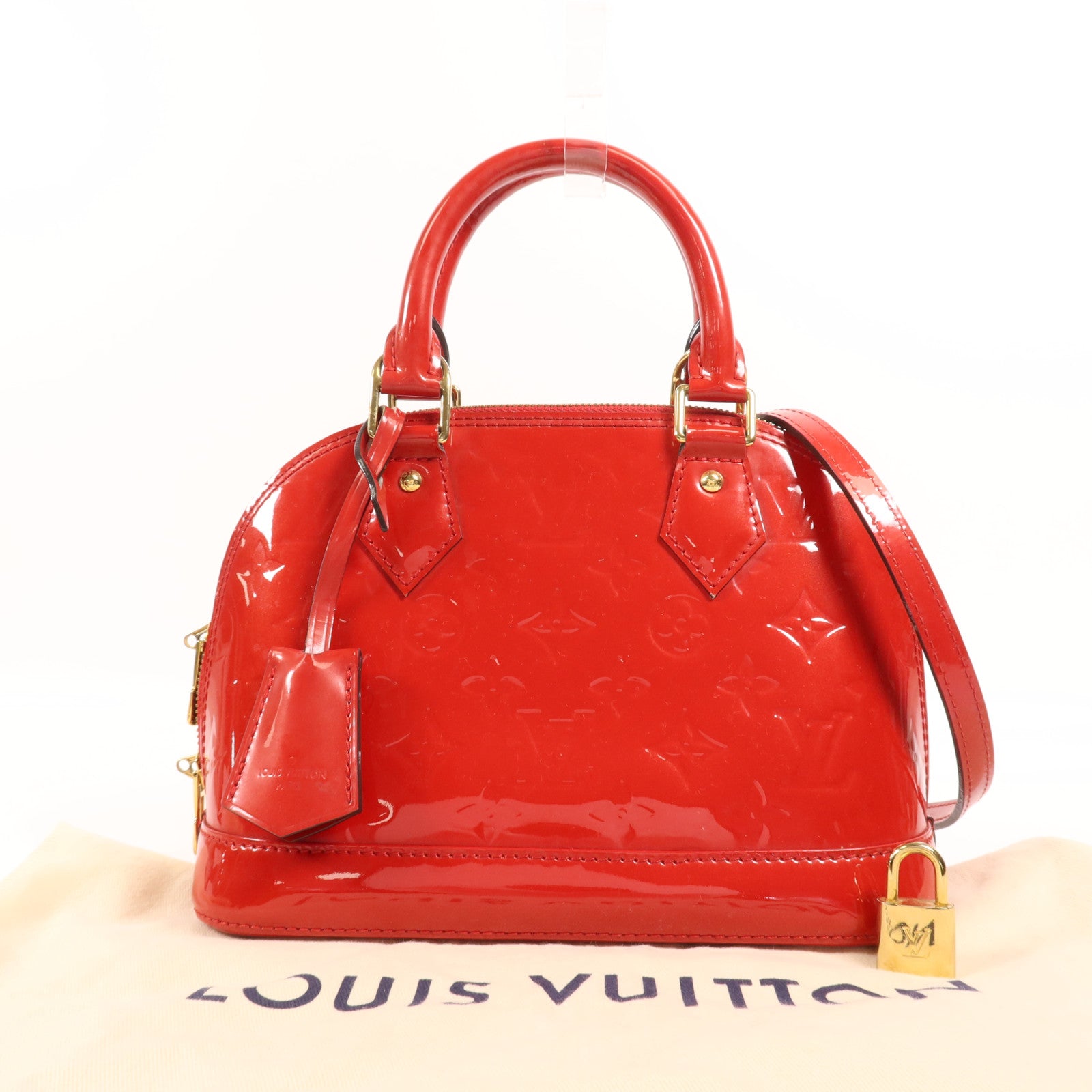 LOUIS VUITTON Monogram Vernis Alma BB金扣手挽肩背兩用袋