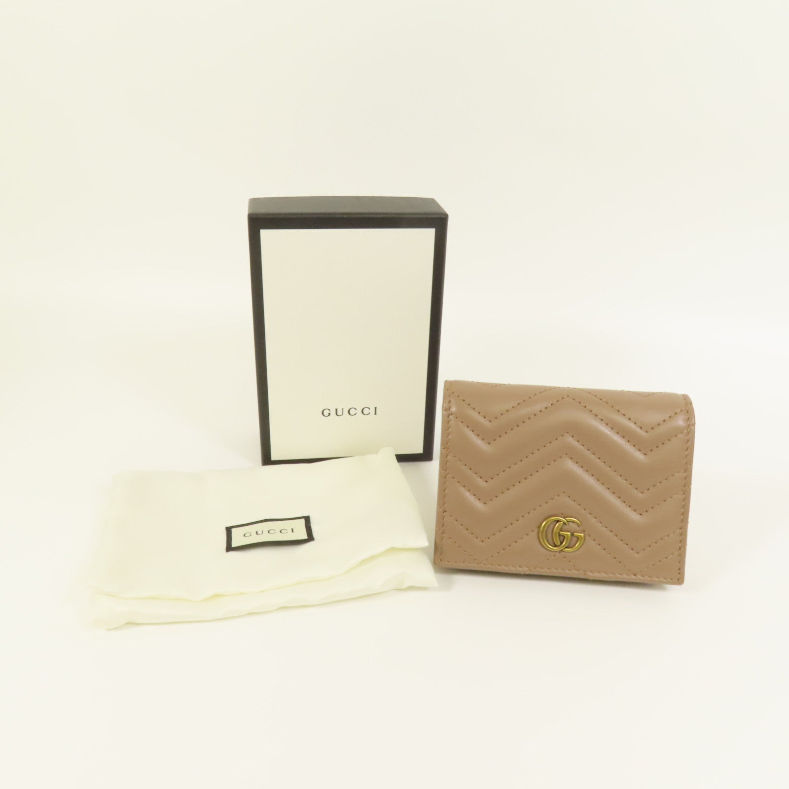 GUCCI 【激減優惠】牛皮皮革GG Marmont金扣錢包