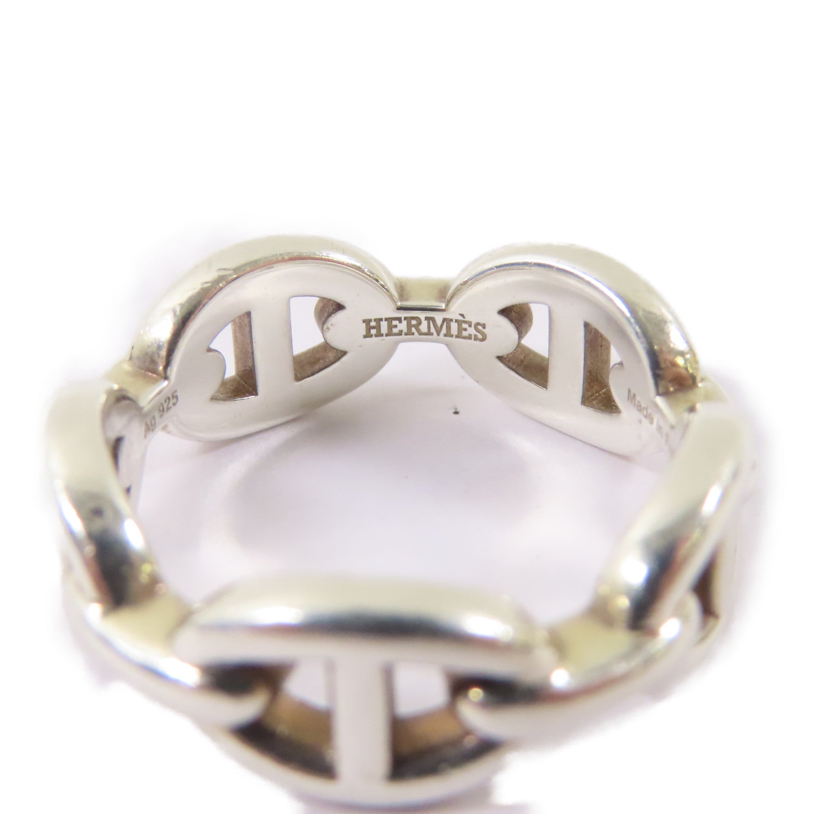 HERMES 925純銀Chaine D'ancre Enchainee戒指Hermes#54/US#6.75