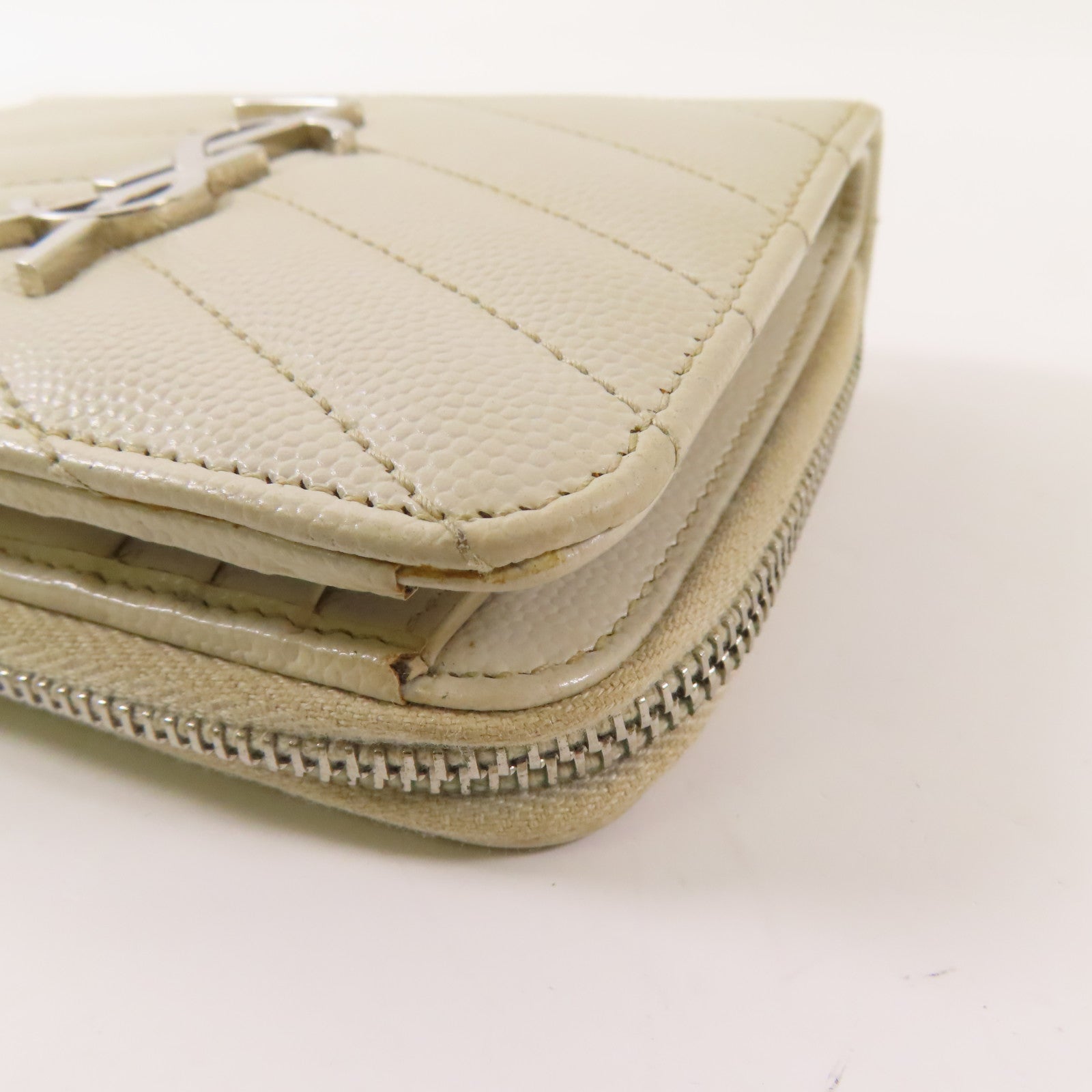 SAINT LAURENT 牛皮皮革Bifold Wallet銀扣錢包