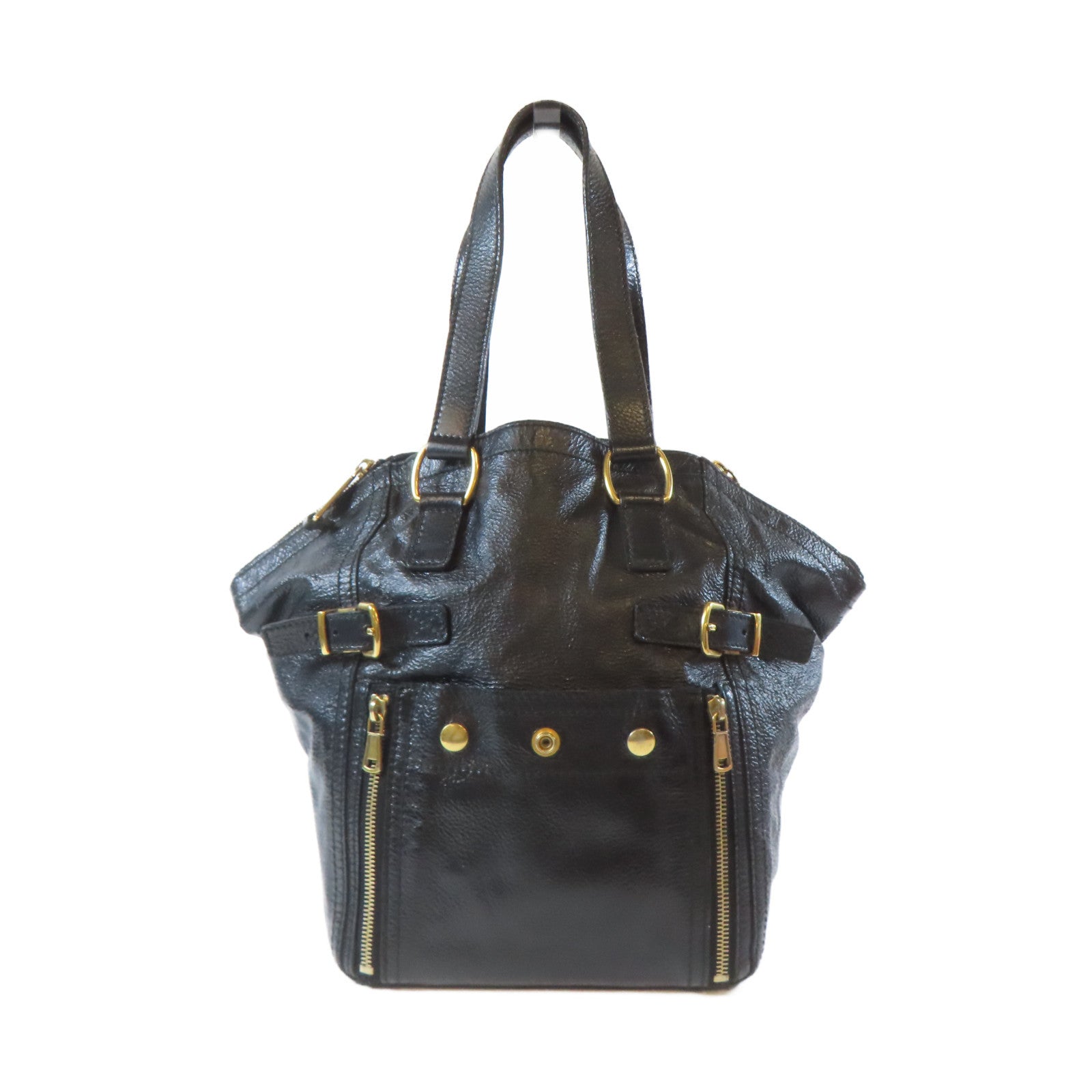 SAINT LAURENT 【激減優惠】牛皮皮革Hand Bag金扣肩背袋黑色