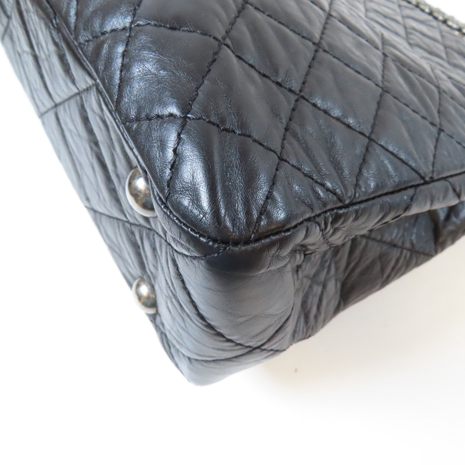 CHANEL 【激減優惠】菱格羊皮皮革Chain Shoulder Bag銀扣鏈帶肩背袋黑色