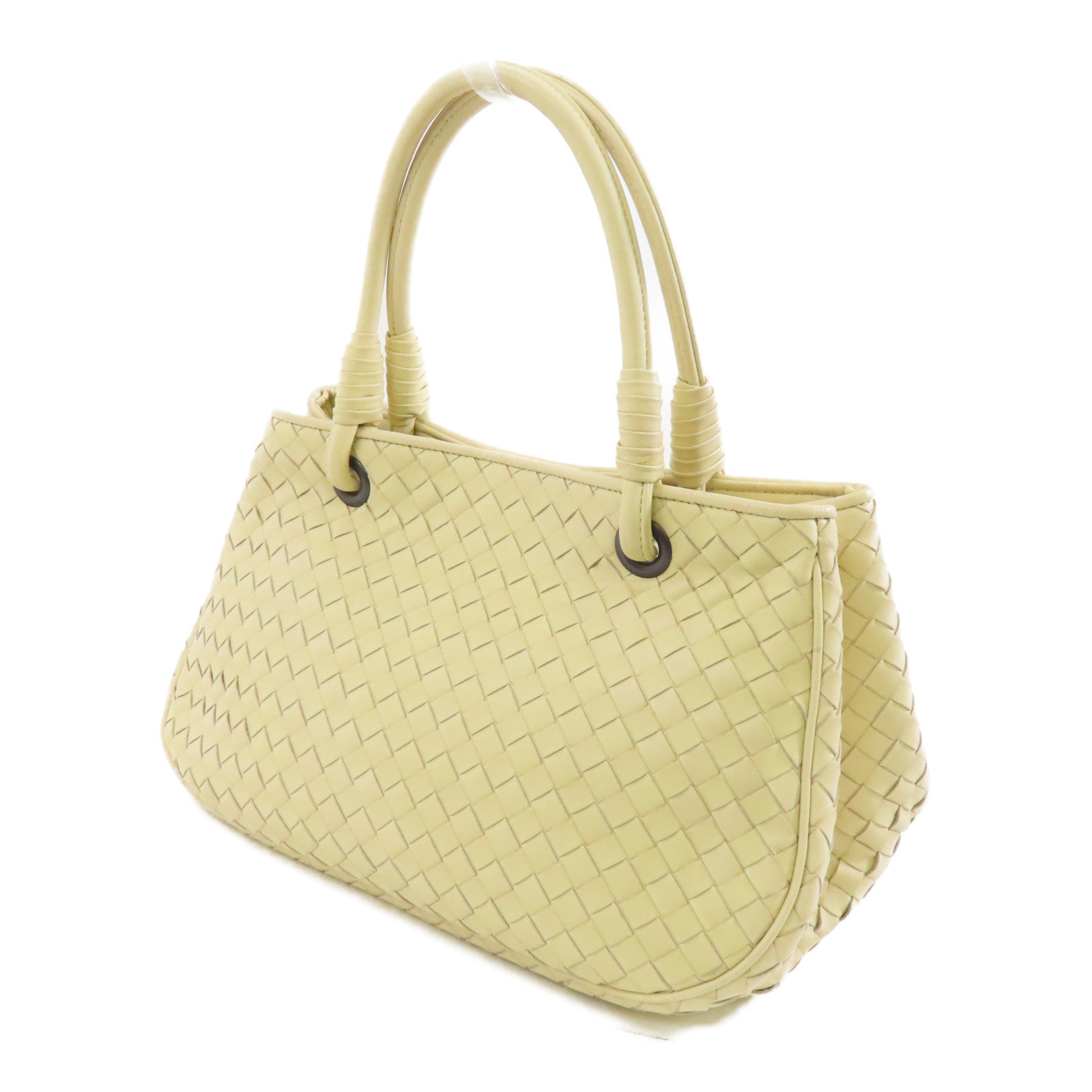 BOTTEGA VENETA 皮革Handbag銀扣手挽袋米色