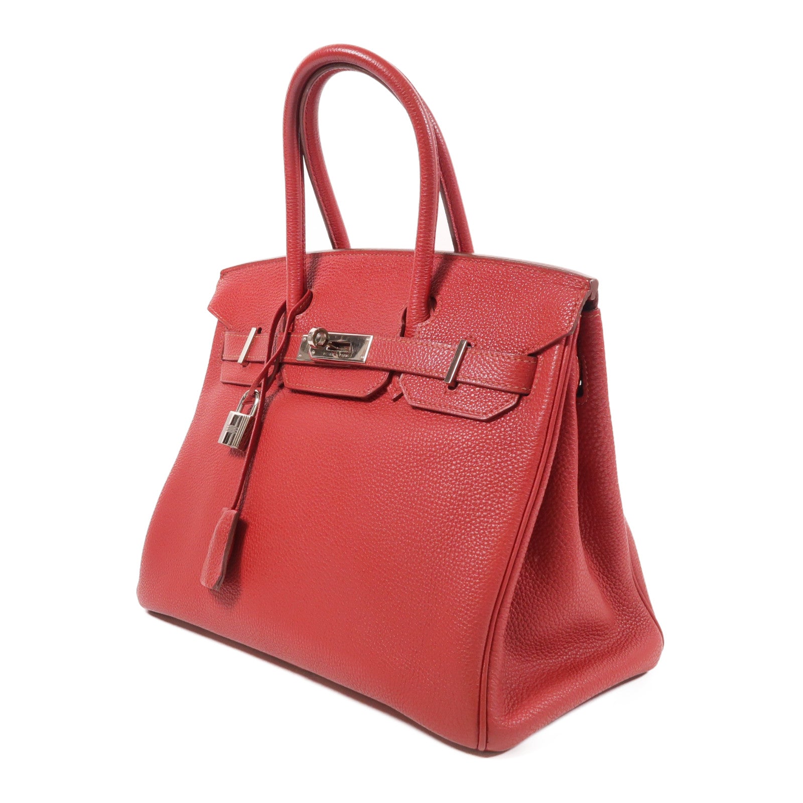 HERMES Togo皮革Birkin 30銀扣手挽袋Rouge Garance