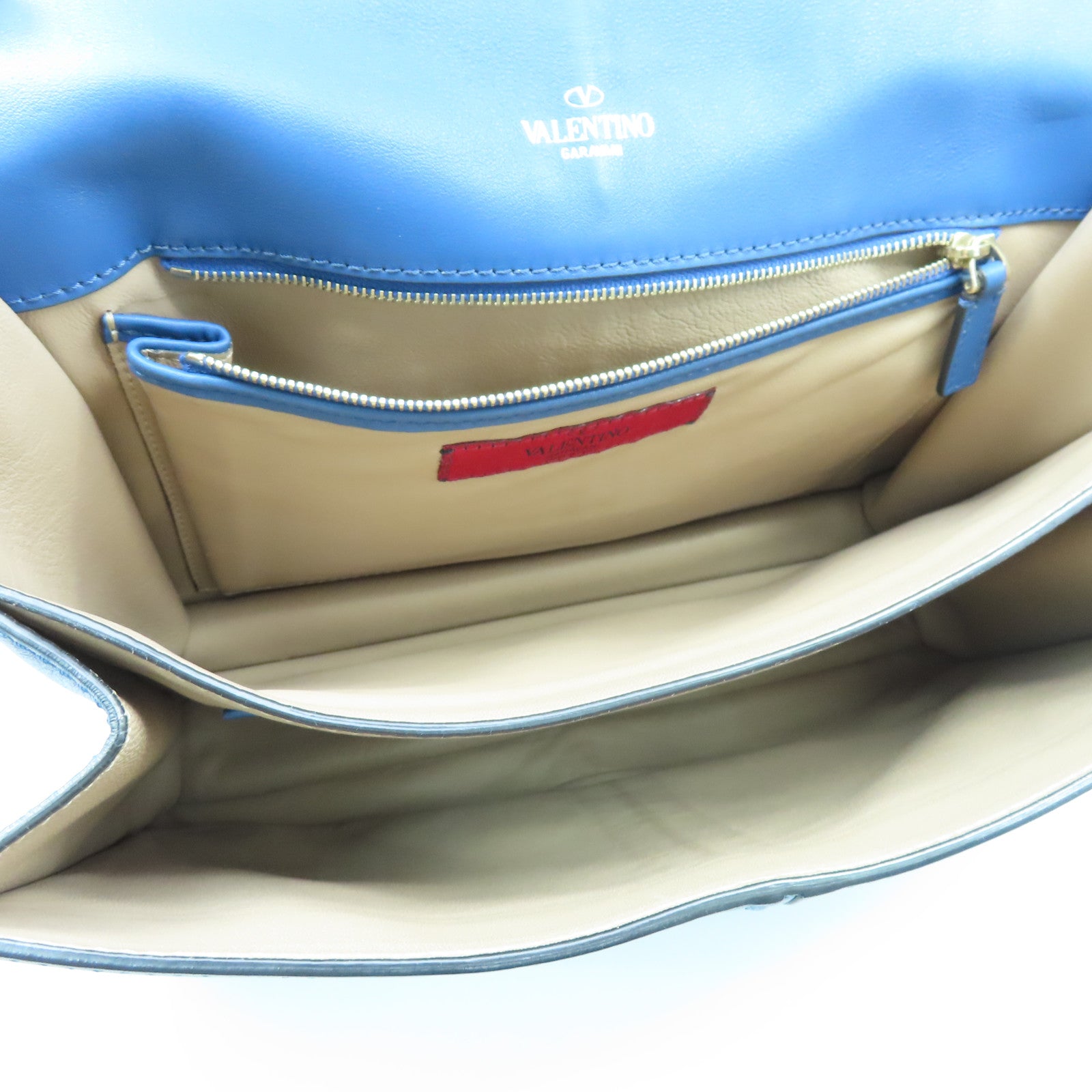 Valentino 【激減優惠】牛皮皮革Shoulder Bag銀扣肩背袋藍色