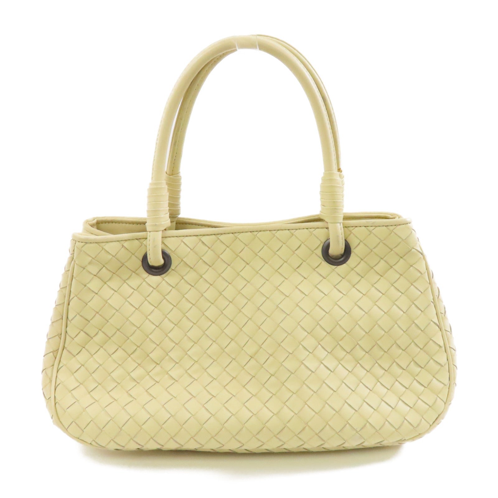 BOTTEGA VENETA 皮革Handbag銀扣手挽袋米色
