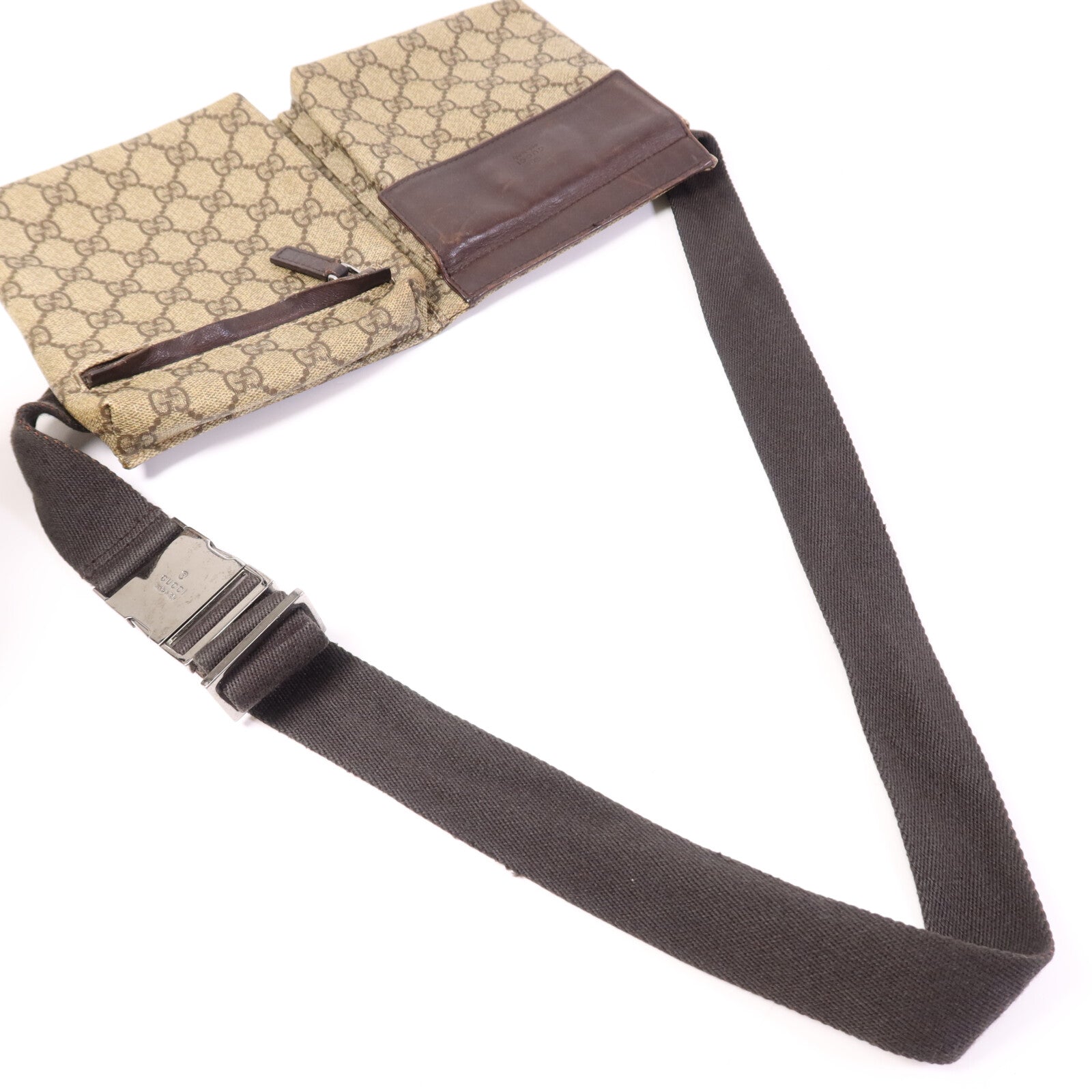 GUCCI 塗層帆布Belt Bag銀扣腰包