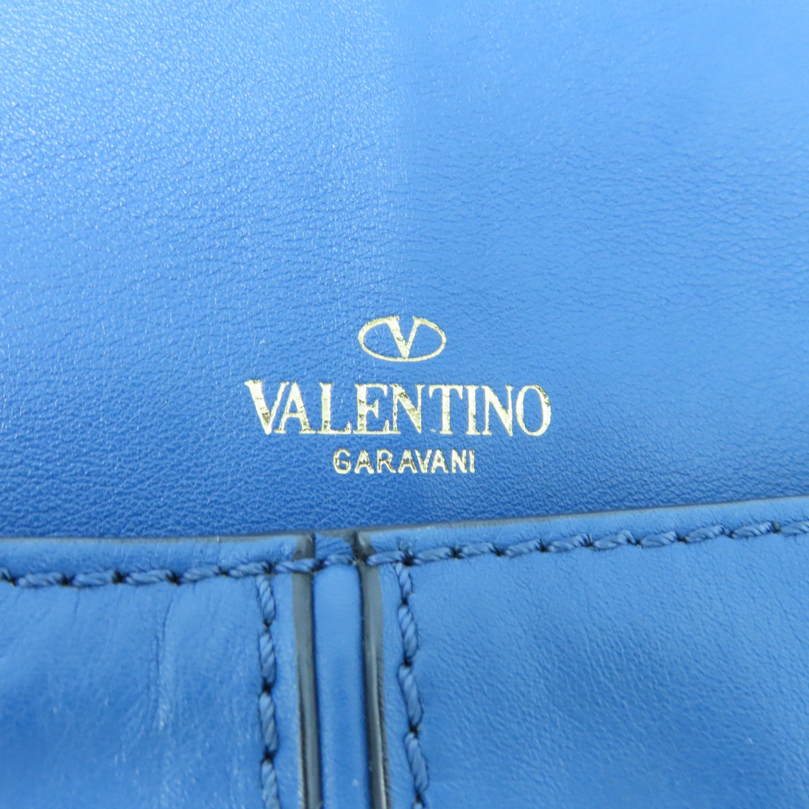 Valentino 【激減優惠】牛皮皮革Shoulder Bag銀扣肩背袋藍色