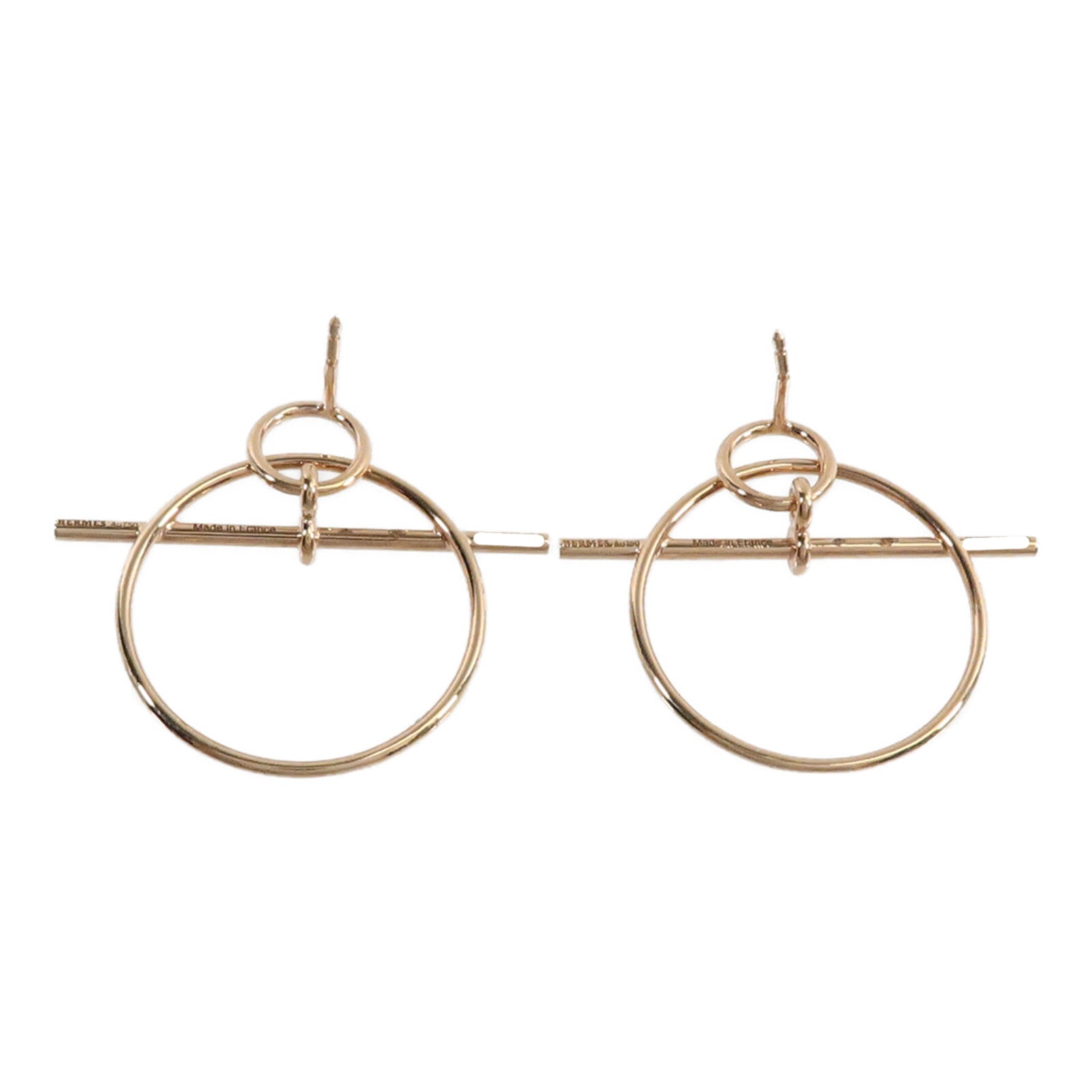 HERMES 18K玫瑰金Loop Earrings耳環