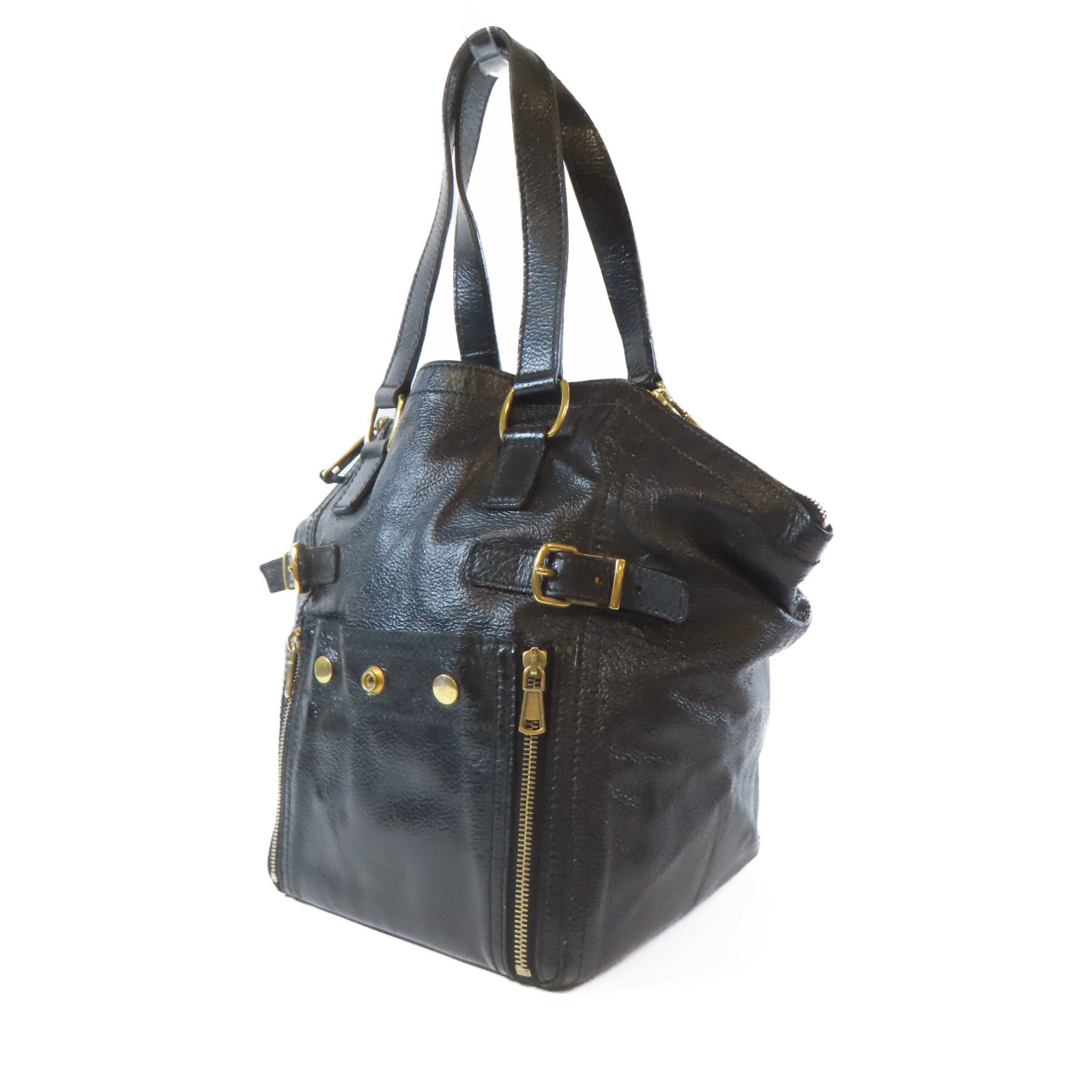 SAINT LAURENT 【激減優惠】牛皮皮革Hand Bag金扣肩背袋黑色