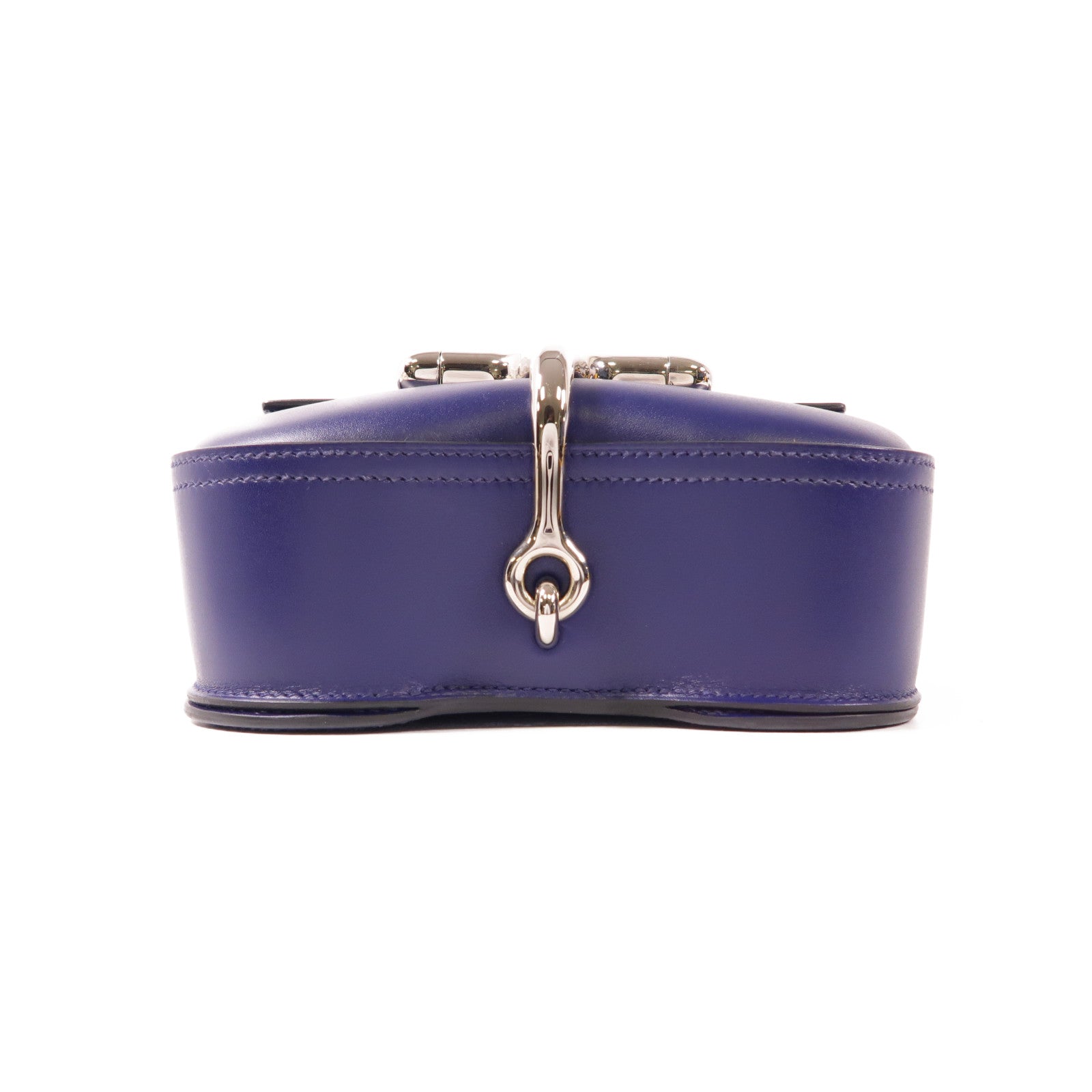 HERMES Tadelakt皮革Della Cavalleria Mini銀扣肩背袋Bleu Saphir