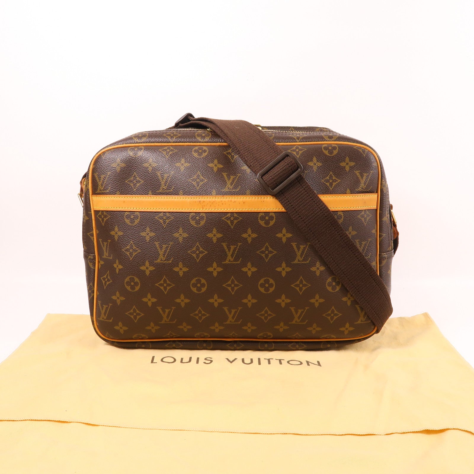 LOUIS VUITTON Monogram Reporter GM金扣肩背袋