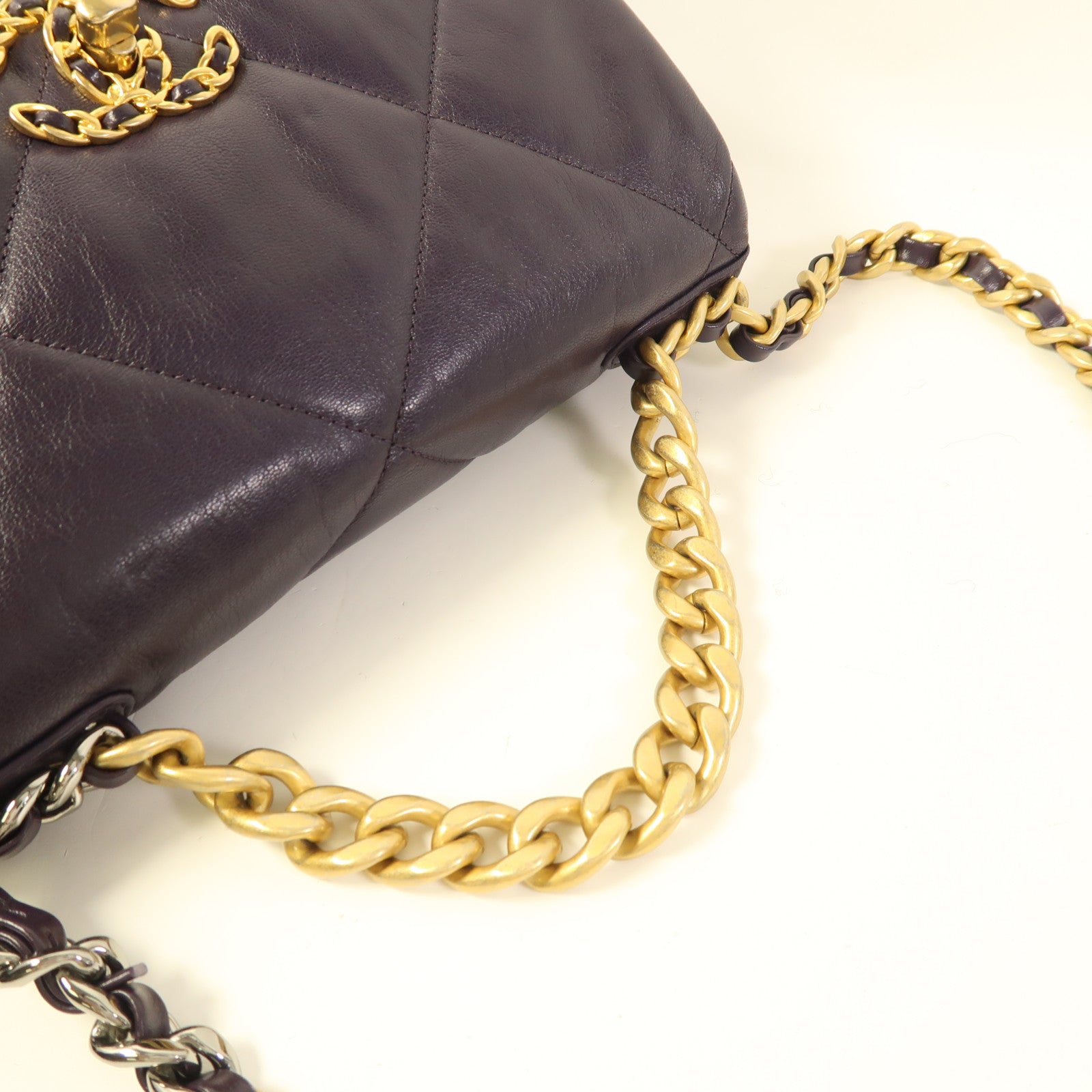 CHANEL 羊皮皮革C19 Small鏈帶手挽肩背兩用袋