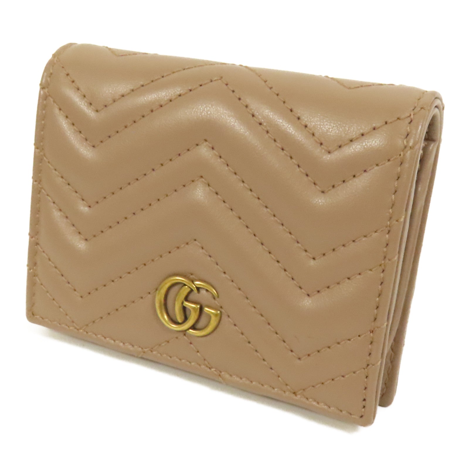 GUCCI 【激減優惠】牛皮皮革GG Marmont金扣錢包