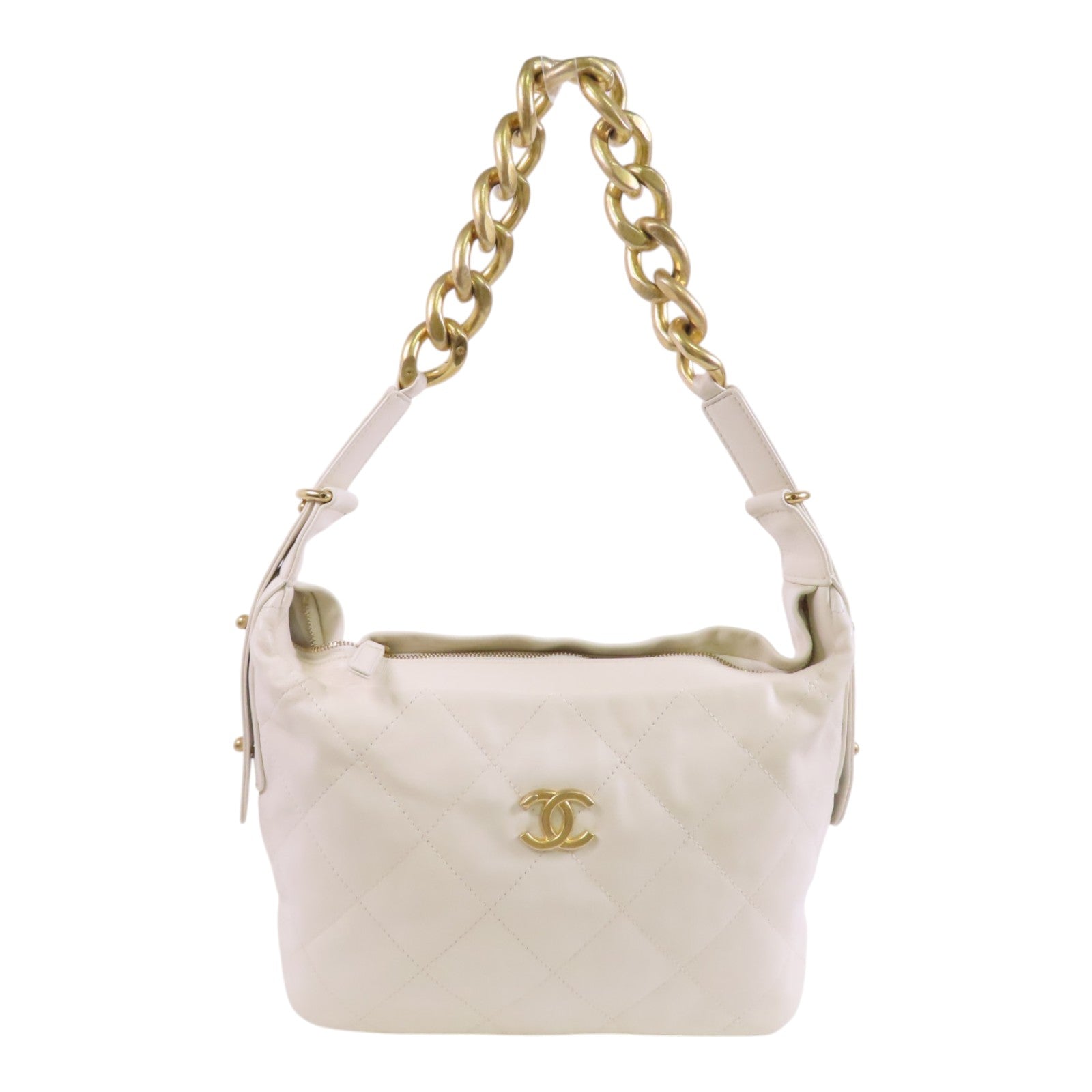 CHANEL 牛皮皮革Chain Shoulder Bag金扣鏈帶肩背袋