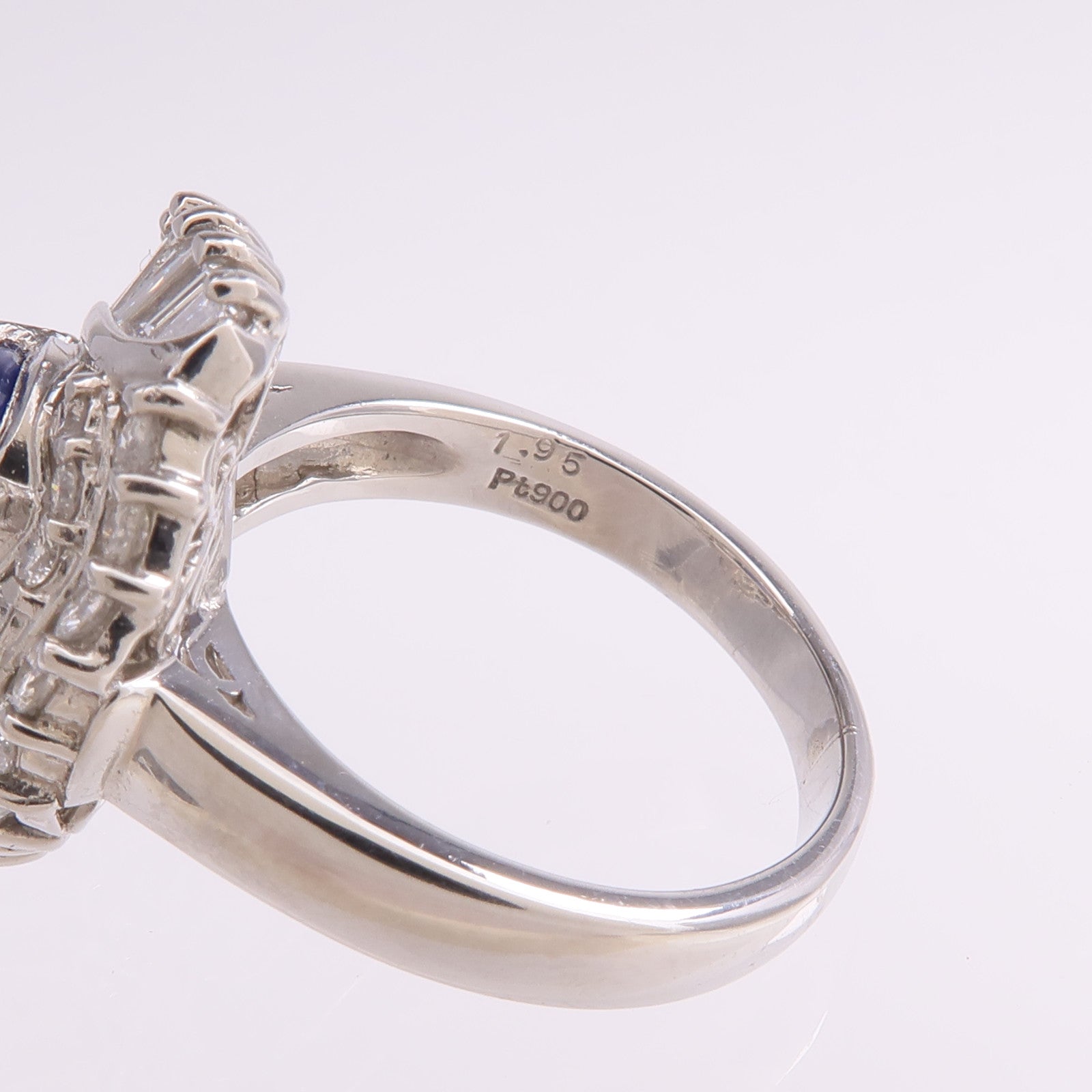 JEWELRY 【激減優惠】PT900鉑金Sapphire Diamond Ring藍寶石/鑽石戒指US#6.75