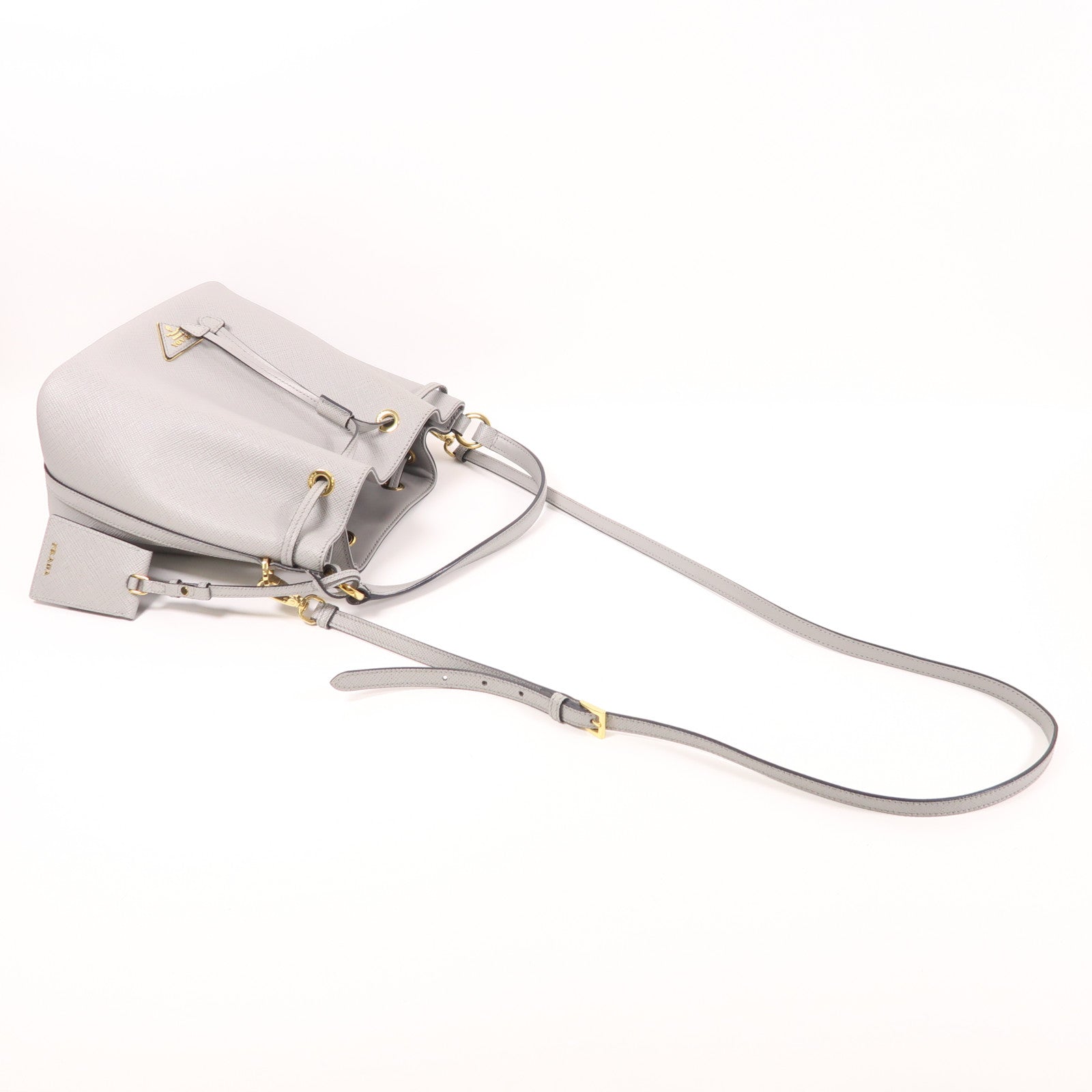 PRADA 牛皮皮革Bucket Bag金扣手挽肩背兩用袋