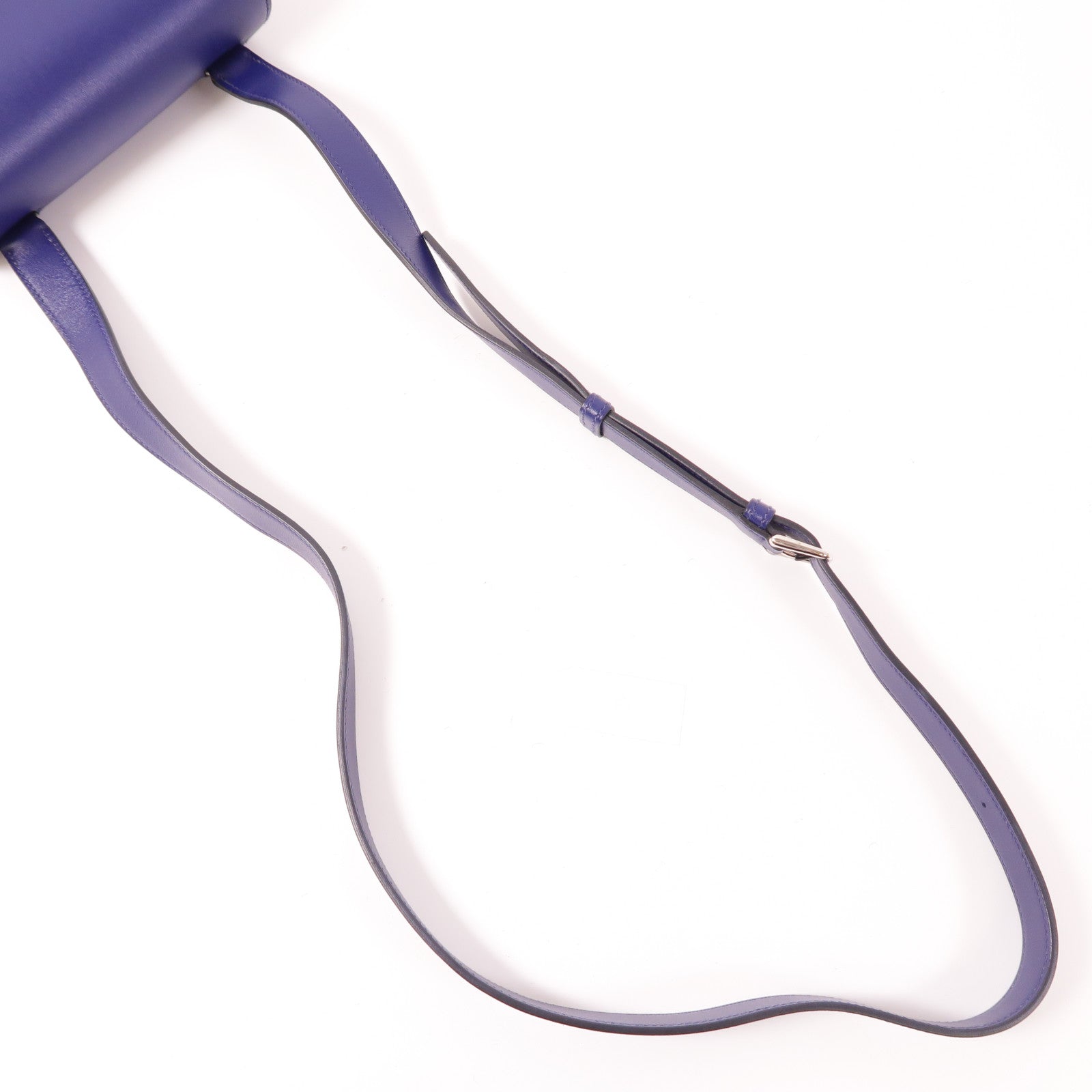 HERMES Tadelakt皮革Della Cavalleria Mini銀扣肩背袋Bleu Saphir