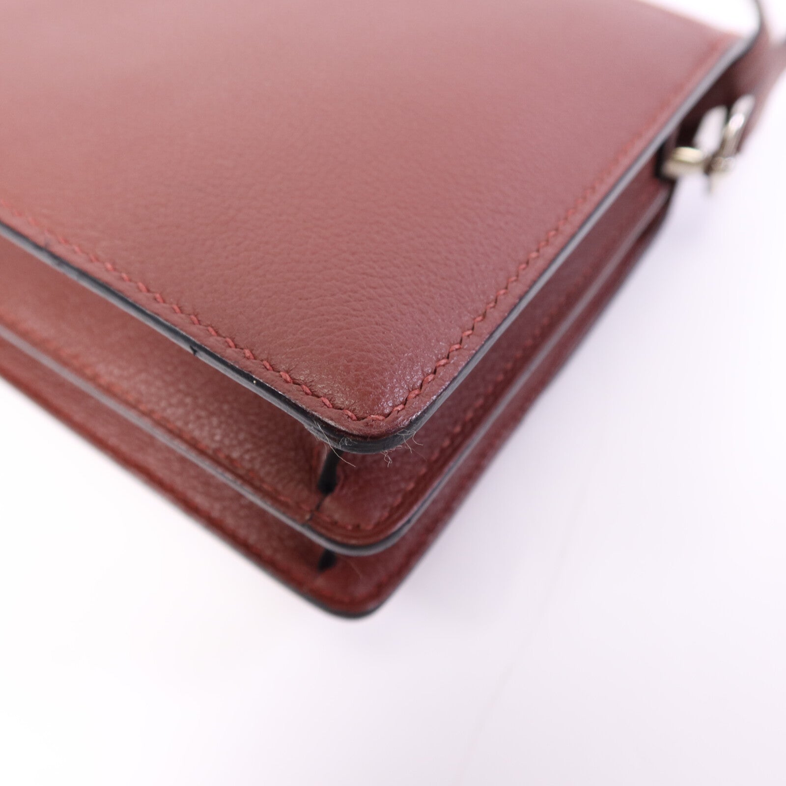 HERMES Evercolor/Chevre皮革Roulis Mini銀扣肩背袋Rouge H