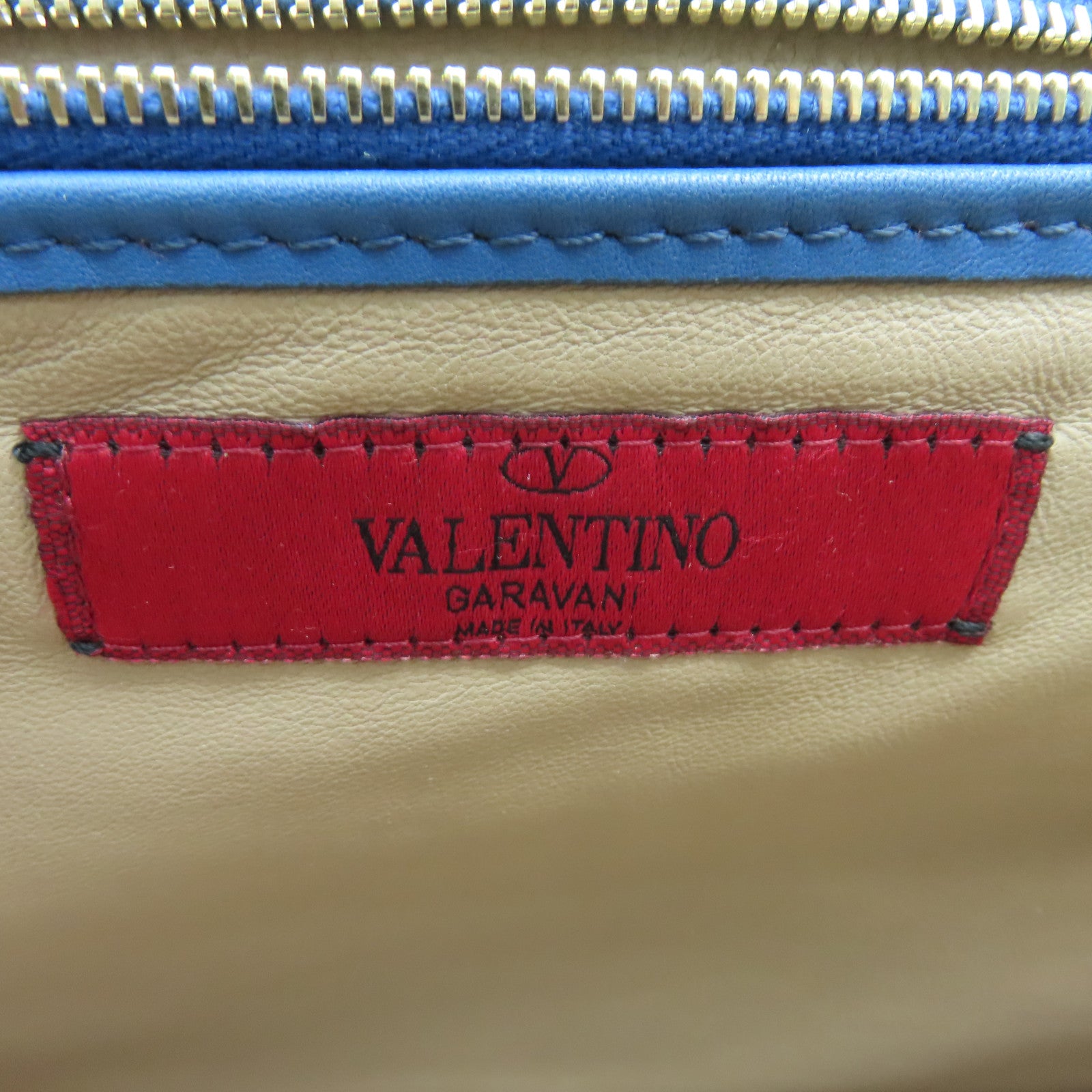 Valentino 【激減優惠】牛皮皮革Shoulder Bag銀扣肩背袋藍色