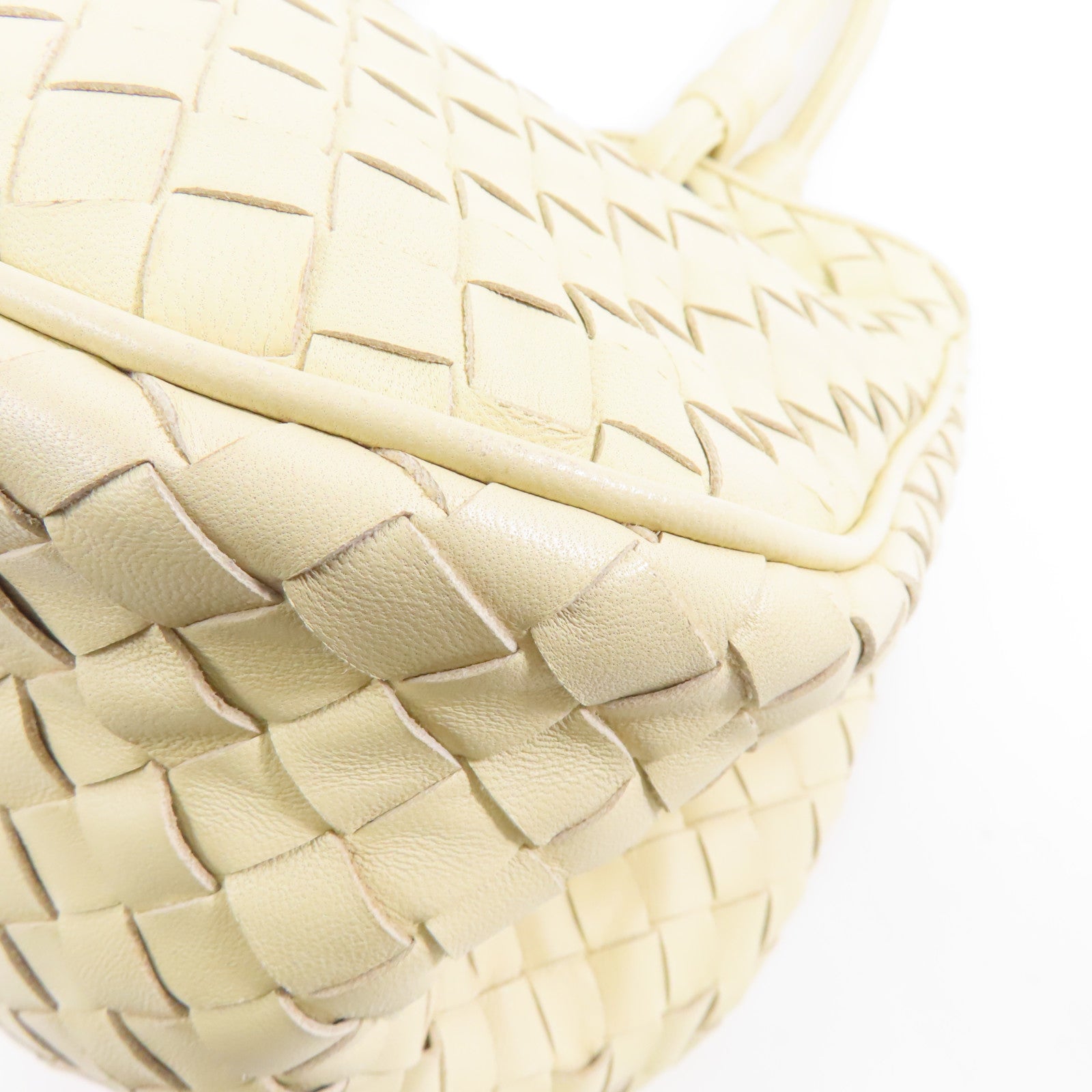 BOTTEGA VENETA 皮革Handbag銀扣手挽袋米色