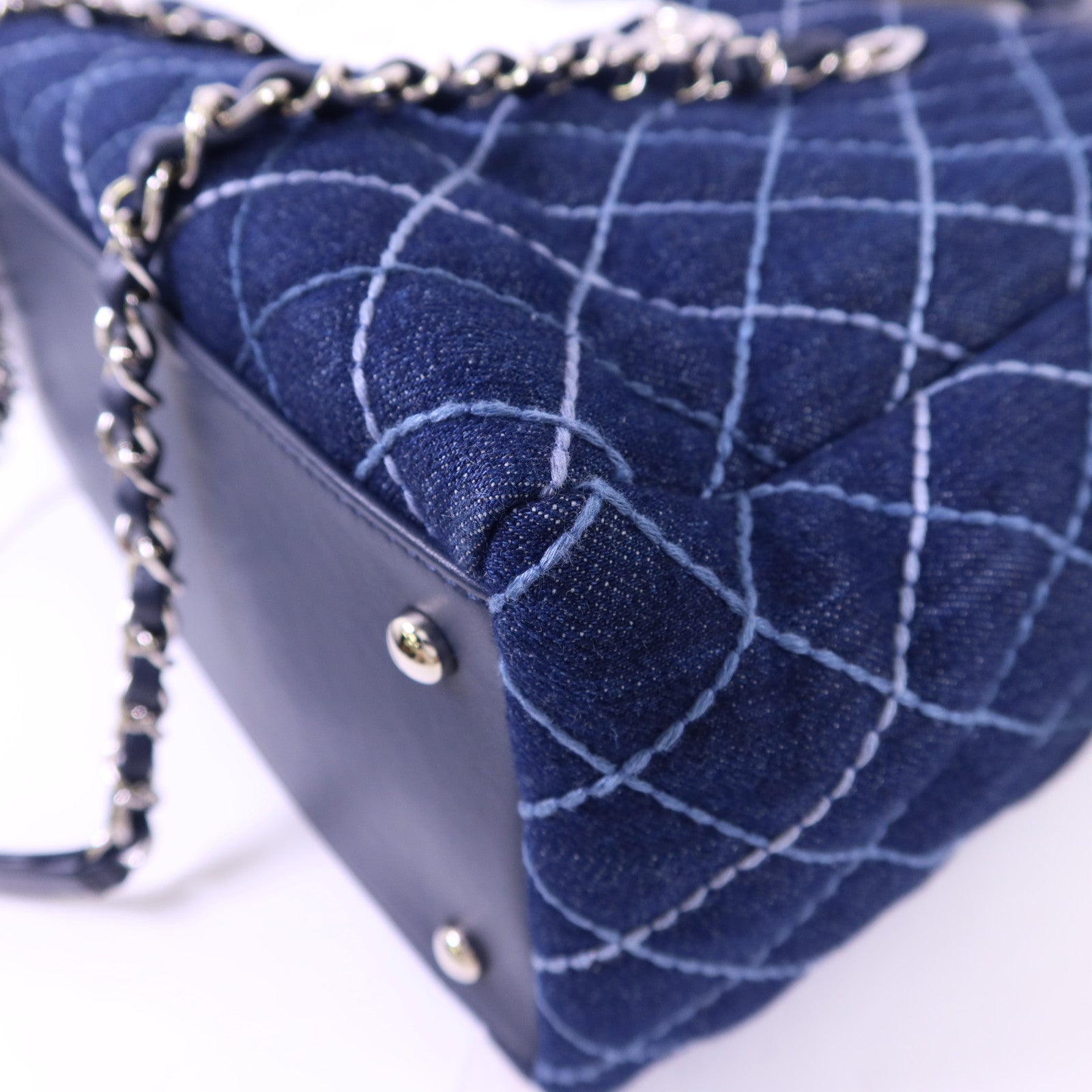 CHANEL 牛仔布2 Way Shoulder Bag銀扣手挽肩背兩用袋