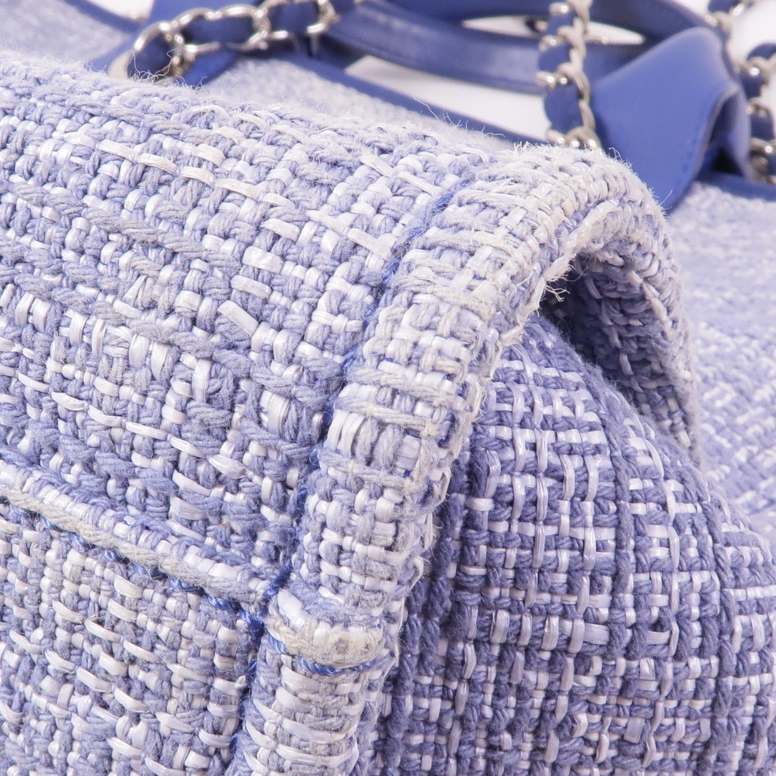 CHANEL 帆布Deauville Tote銀扣肩背袋