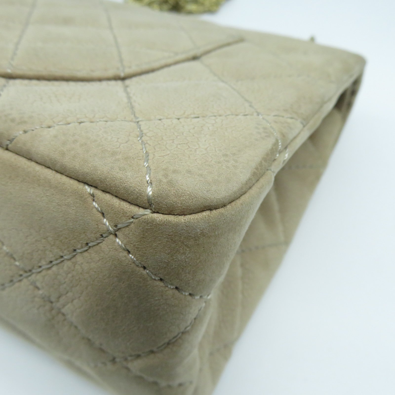 CHANEL 【激減優惠】菱格麂皮皮革2.55 Chain Shoulder Bag金扣鏈帶肩背袋啡色