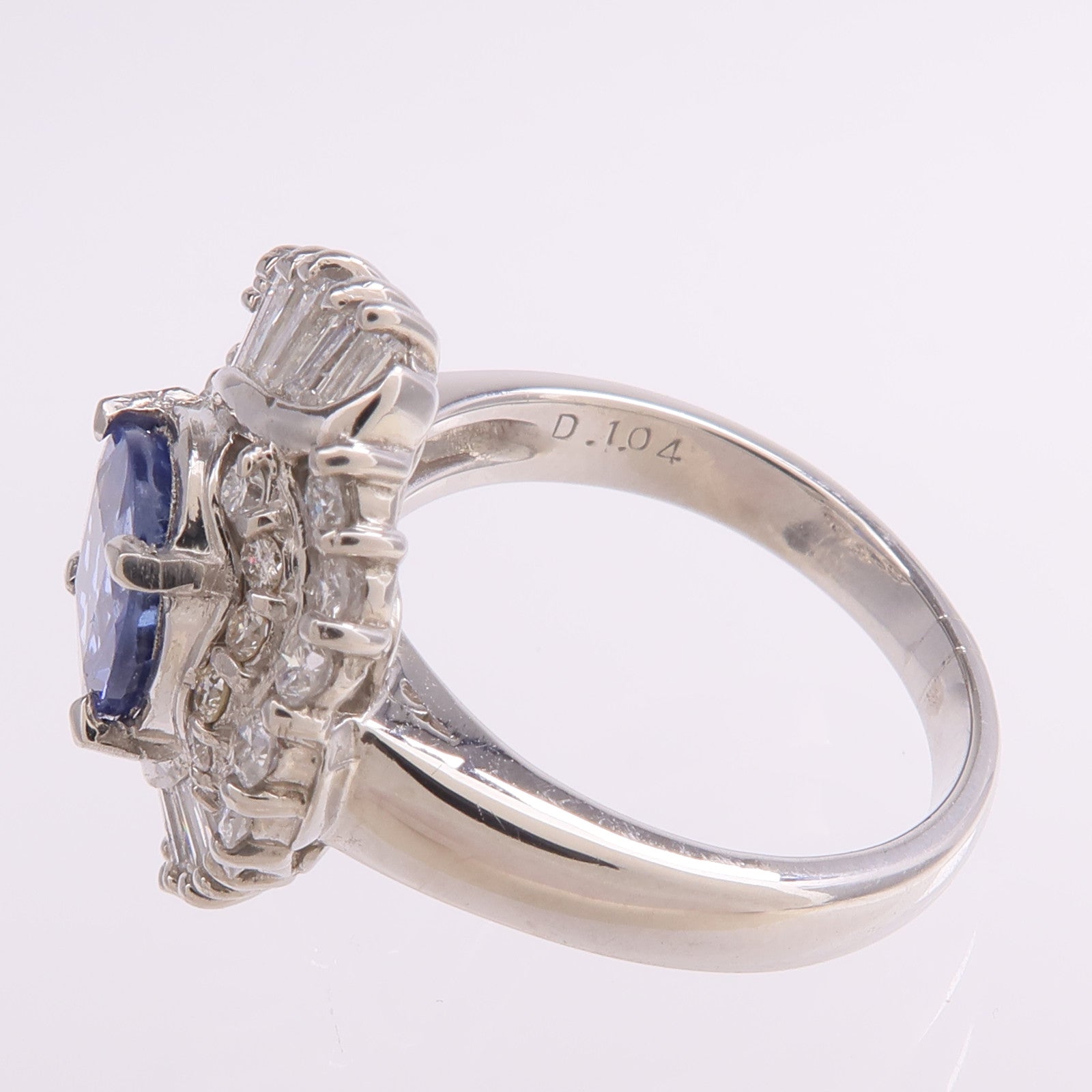 JEWELRY 【激減優惠】PT900鉑金Sapphire Diamond Ring藍寶石/鑽石戒指US#6.75