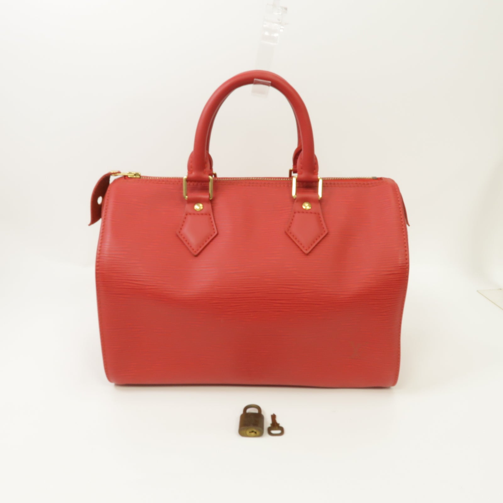 LOUIS VUITTON Epi Speedy 25金扣手挽袋紅色