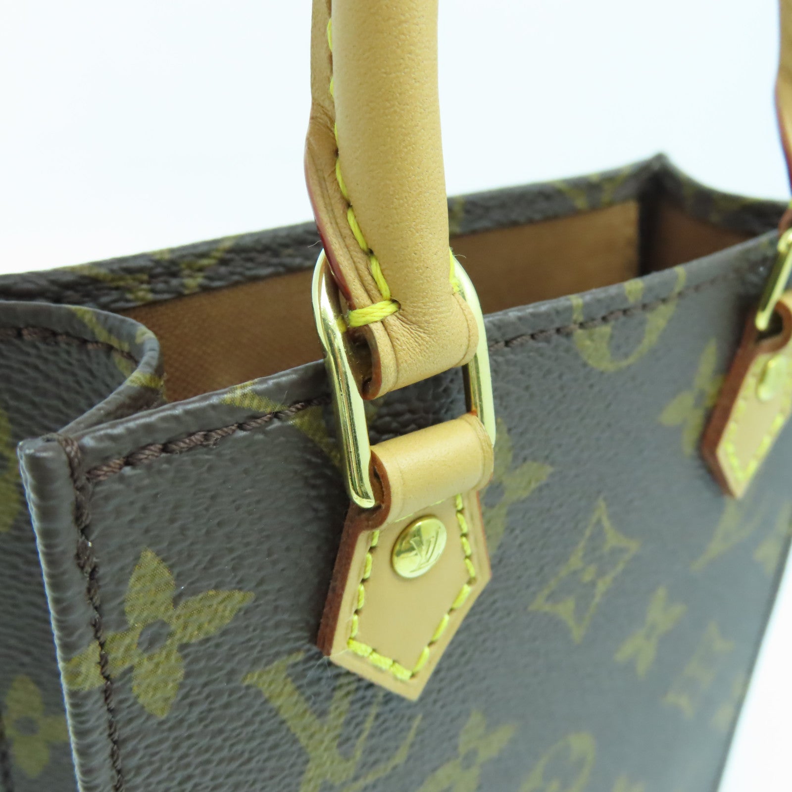 LOUIS VUITTON 【激減優惠】Monogram Petit Sac Plat金扣手挽肩背兩用袋啡色