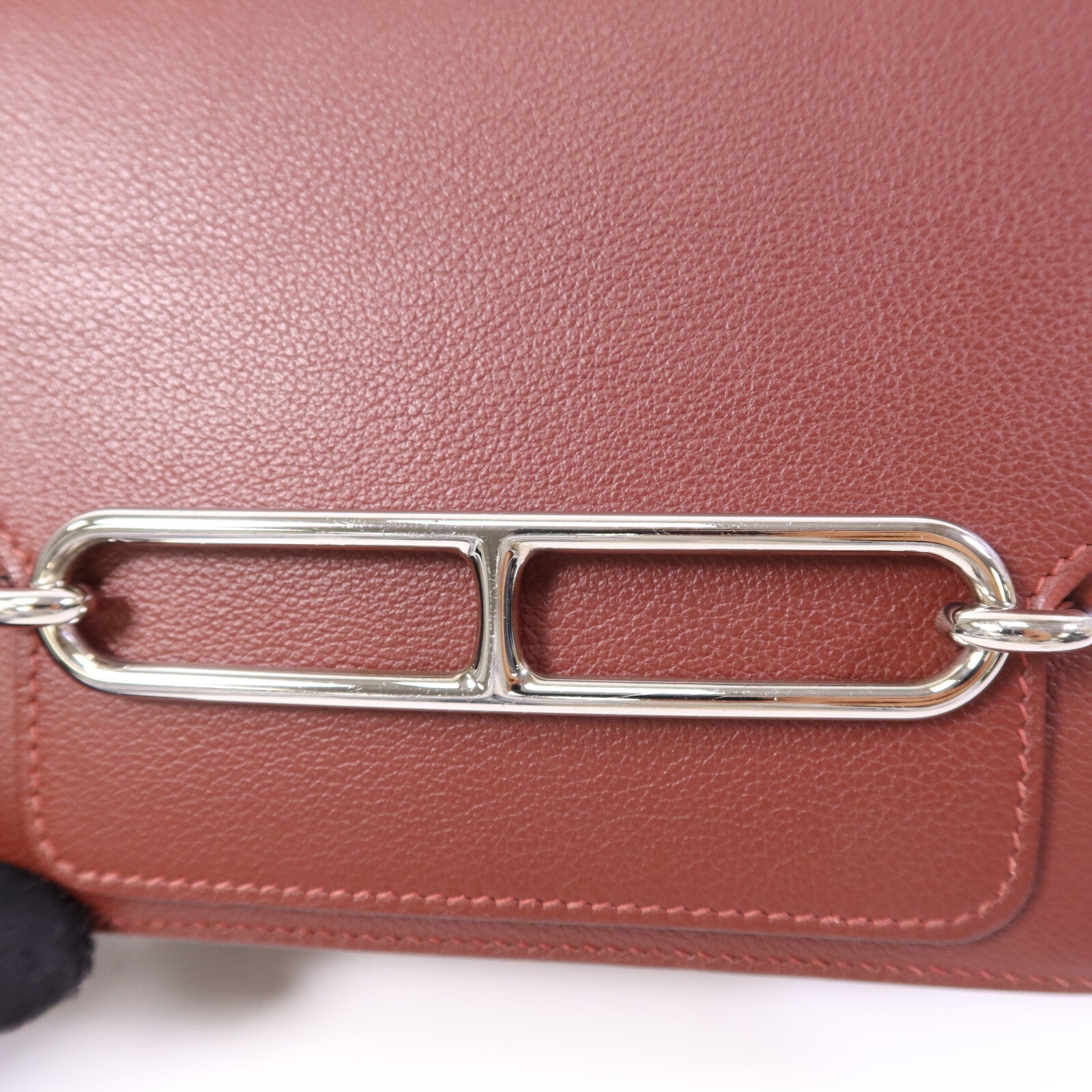 HERMES Evercolor/Chevre皮革Roulis Mini銀扣肩背袋Rouge H