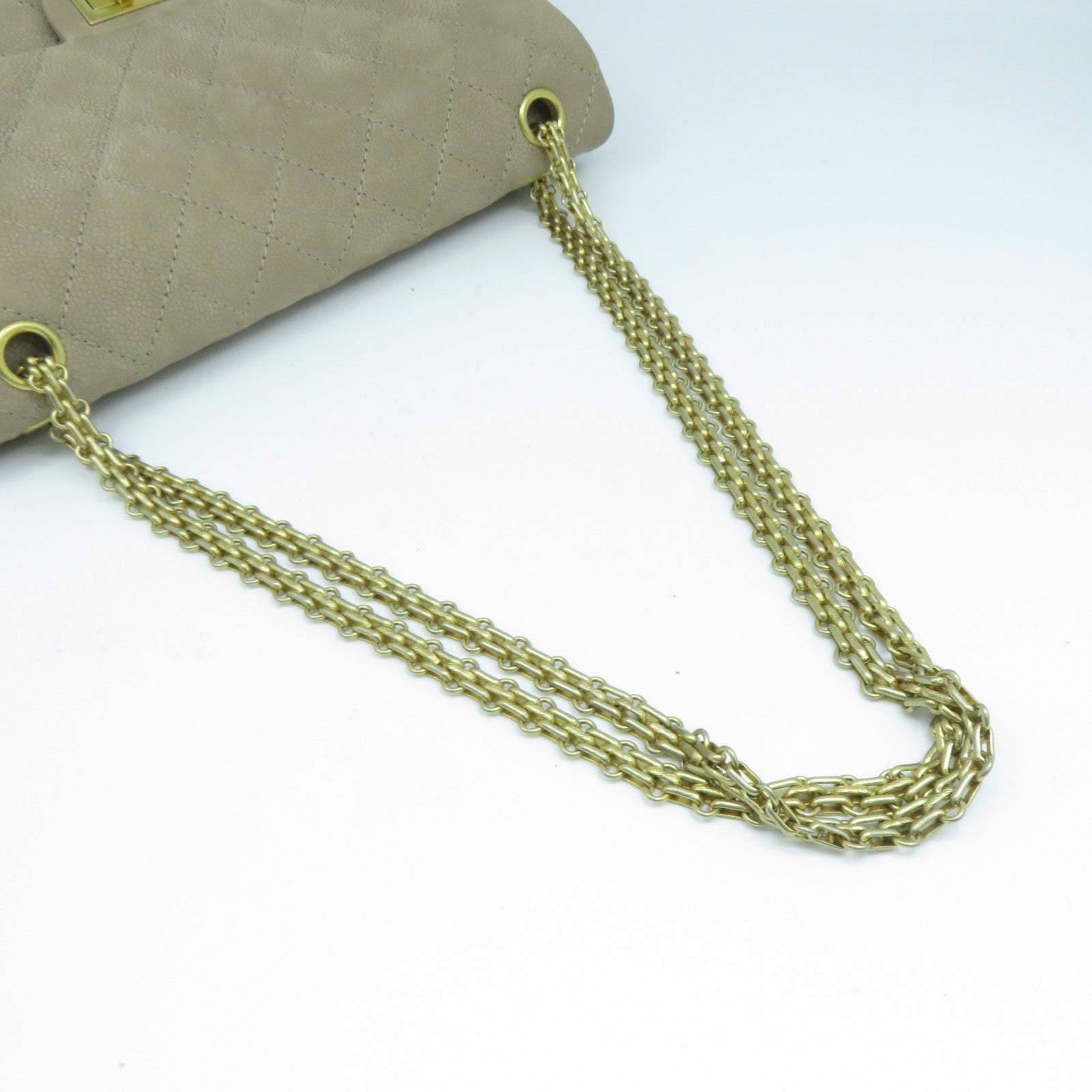 CHANEL 【激減優惠】菱格麂皮皮革2.55 Chain Shoulder Bag金扣鏈帶肩背袋啡色