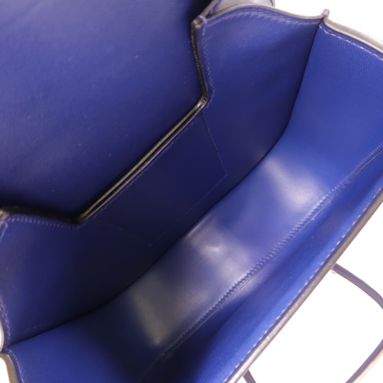 HERMES Tadelakt皮革Della Cavalleria Mini銀扣肩背袋Bleu Saphir