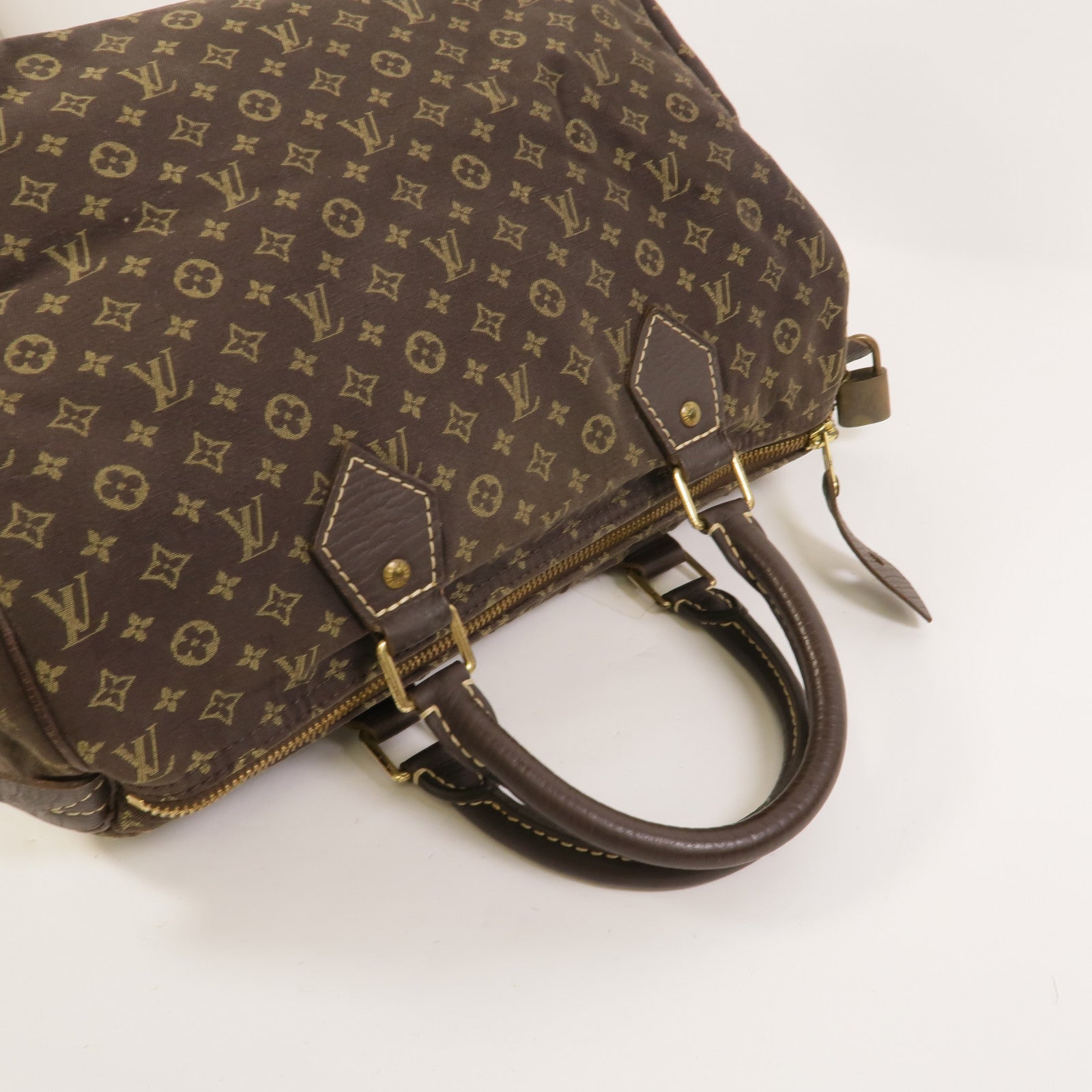 LOUIS VUITTON Monogram Mini Lin Speedy 30金扣手挽袋