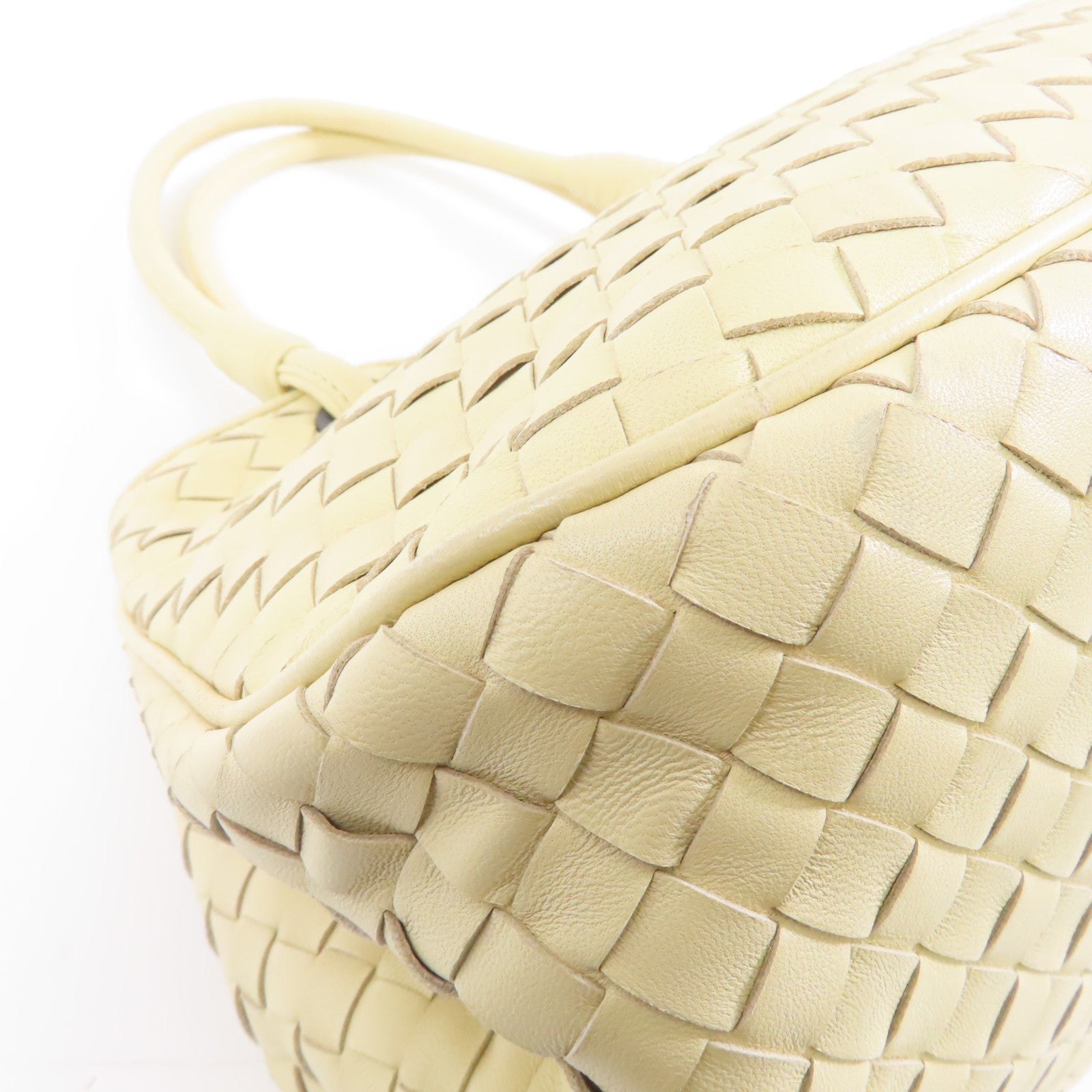 BOTTEGA VENETA 皮革Handbag銀扣手挽袋米色