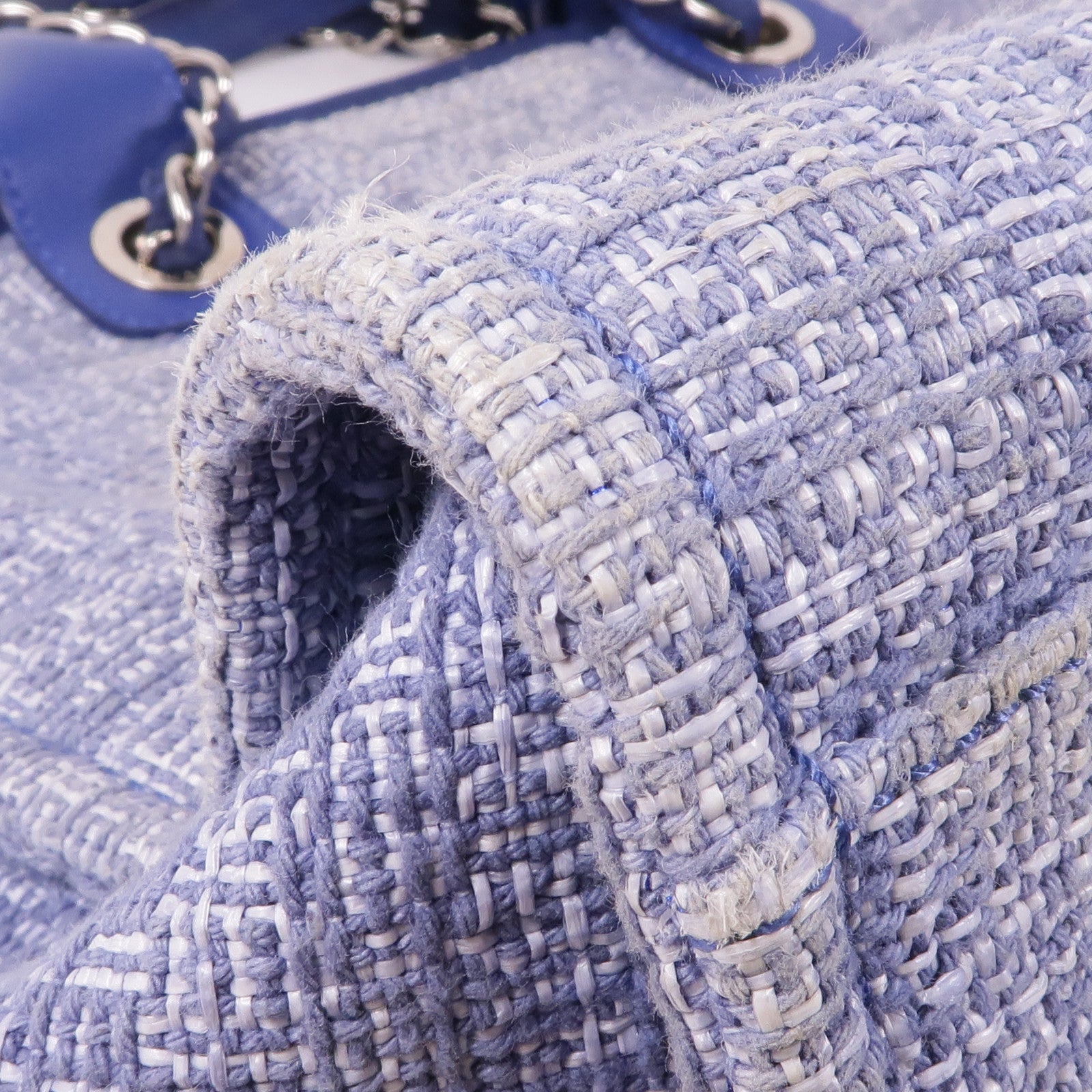 CHANEL 帆布Deauville Tote銀扣肩背袋